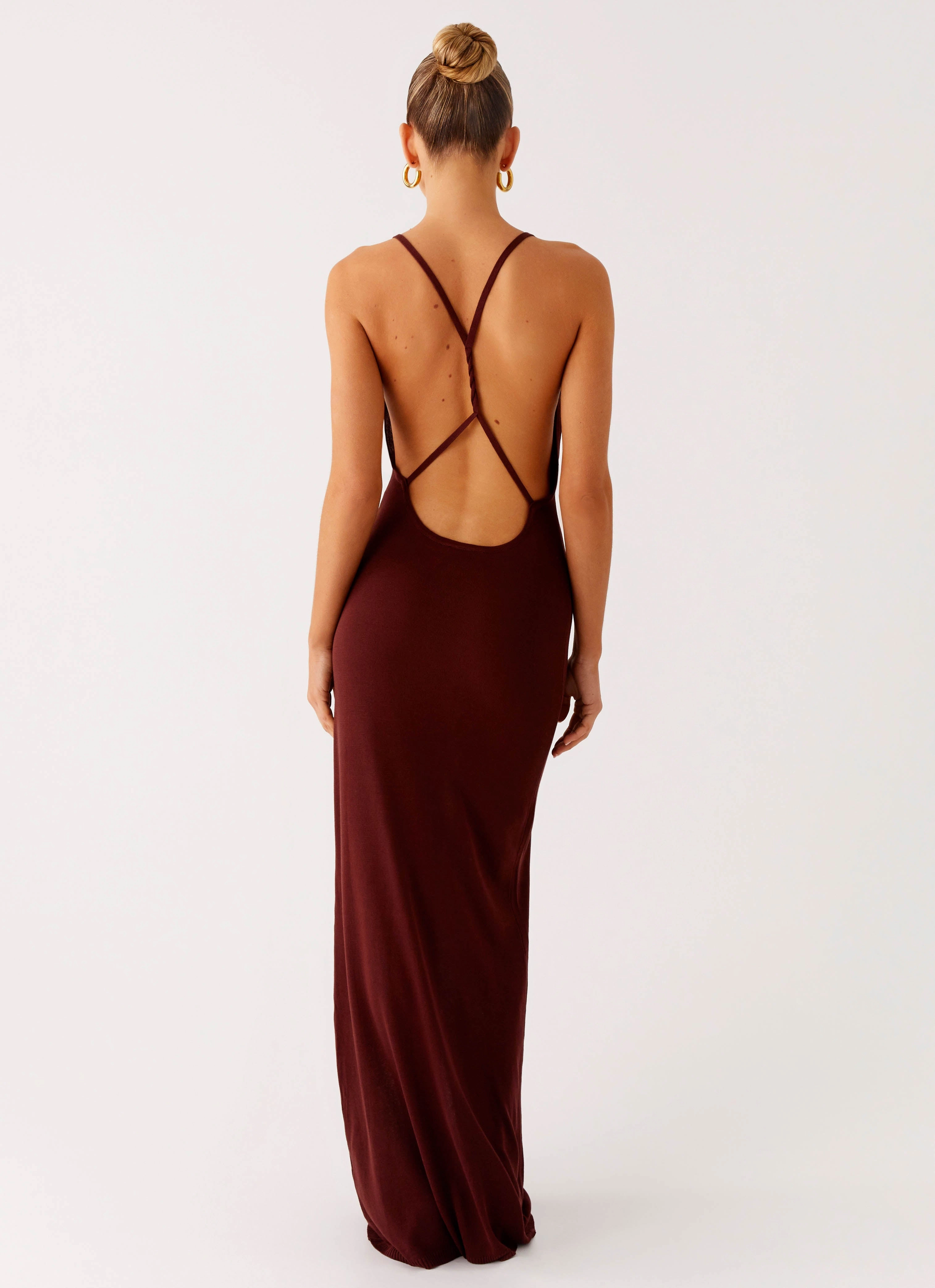 Nomad Muse Maxi Dress - Chocolate Halter neck Floor-Length
