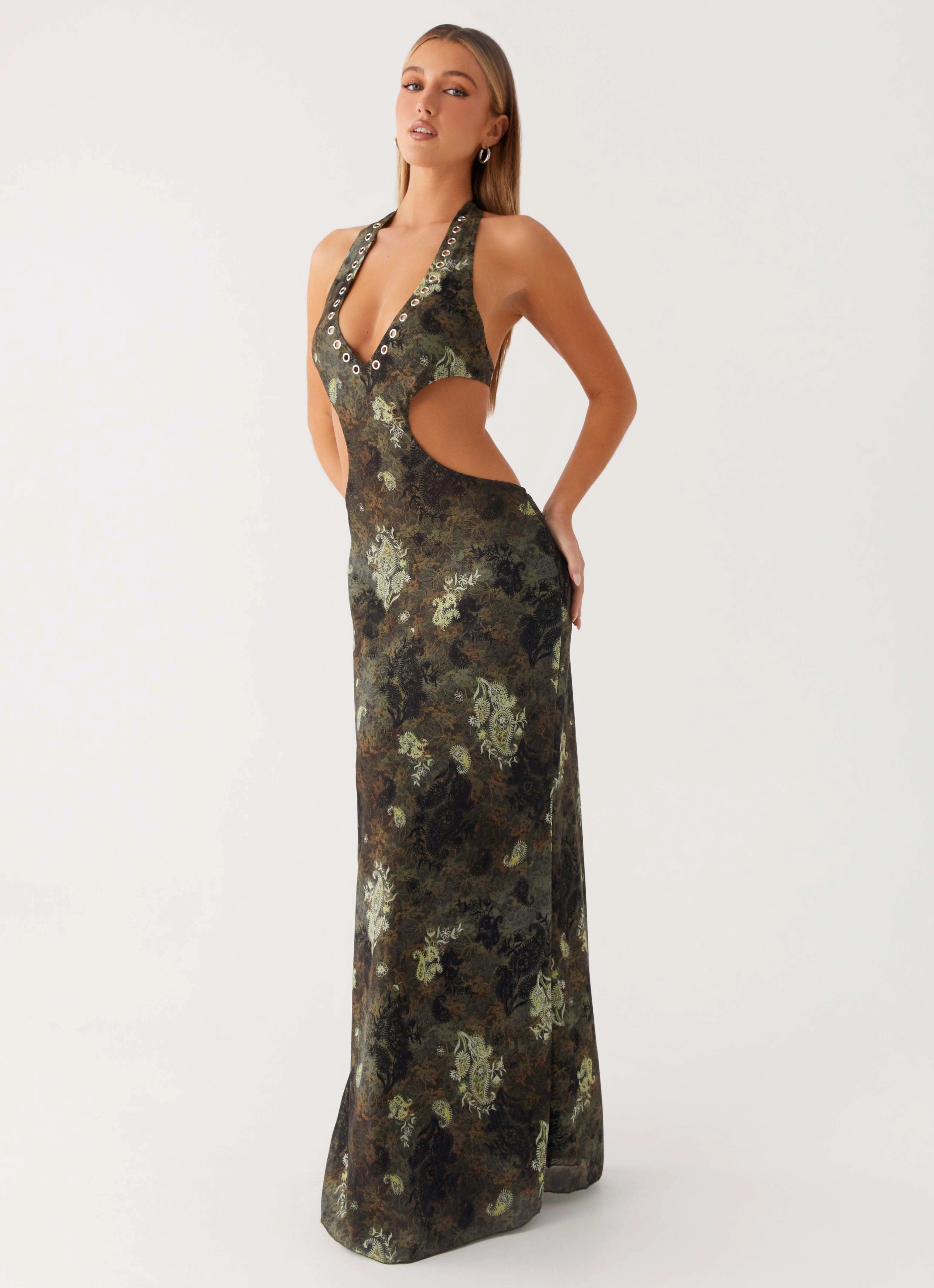 Calm Flow Indra Maxi Dress - Cyber Floral