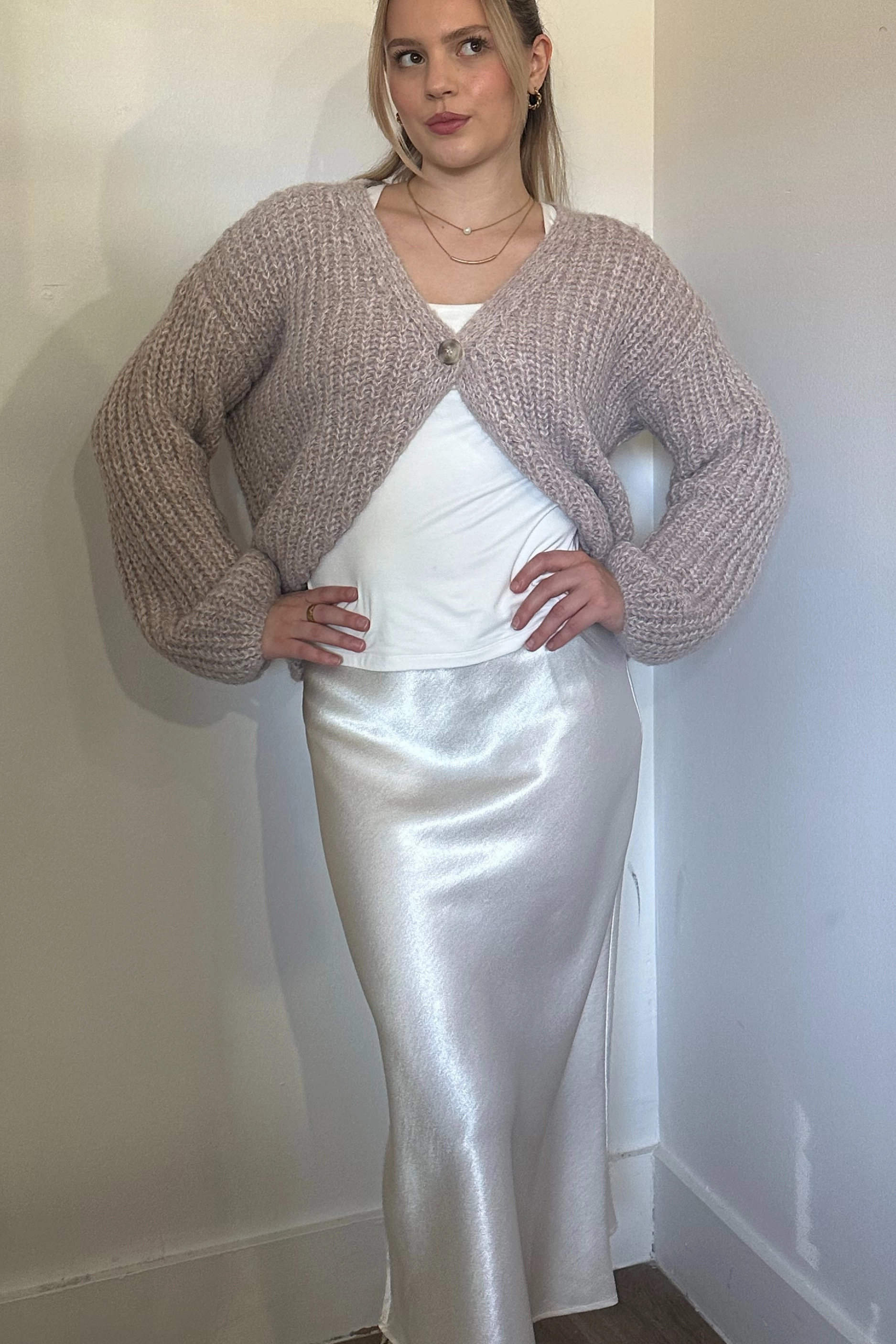 High Waisted Satin Midi Skirt Street Style ThermalRegulatingLining