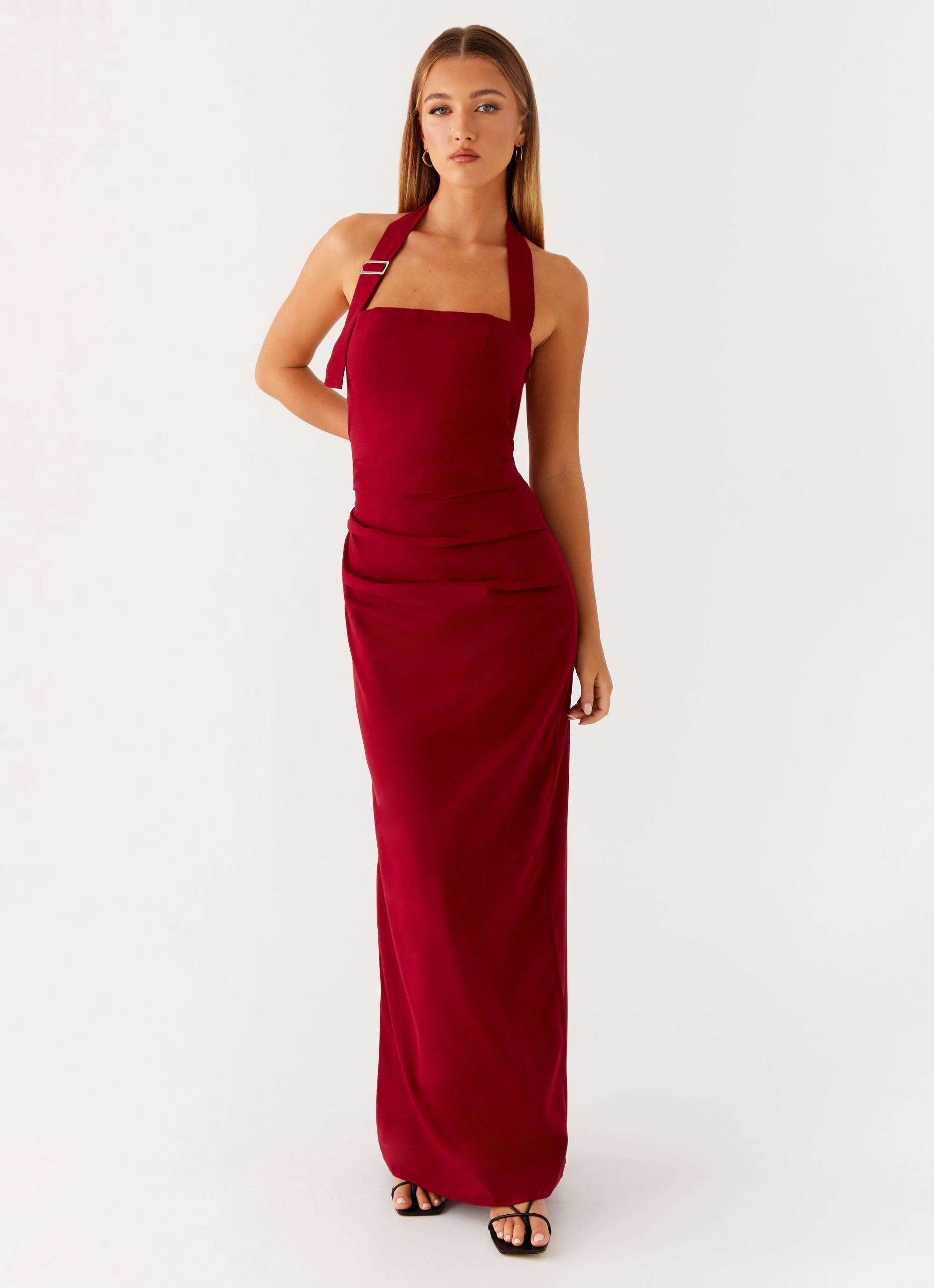 Charming Design Flattering Fit Wear Rumour Has it Maxi Dress - Red