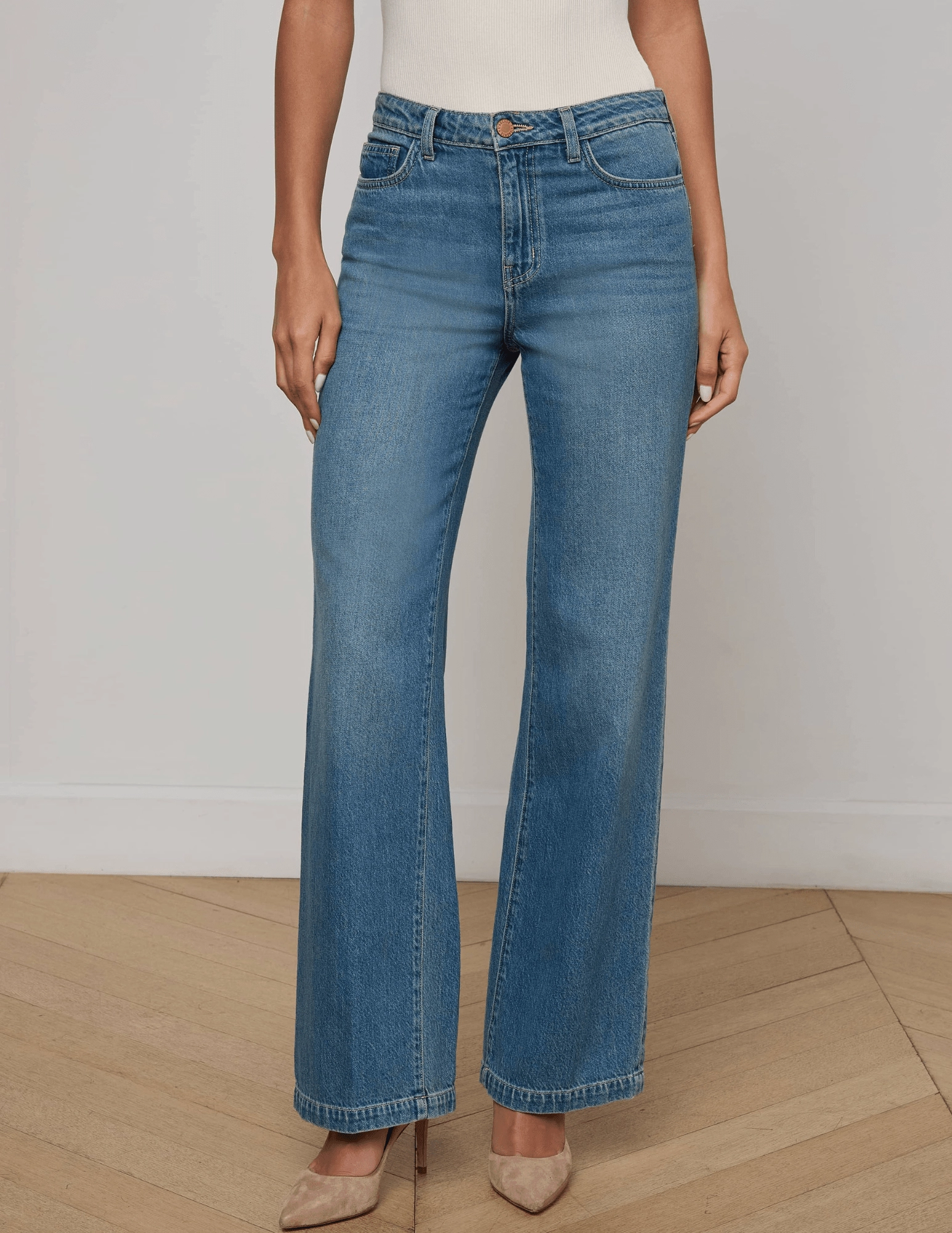 AntiSnagZippers ElasticWaistband L??AGENCE Scottie High Rise Wide Leg Jeans in Fargo
