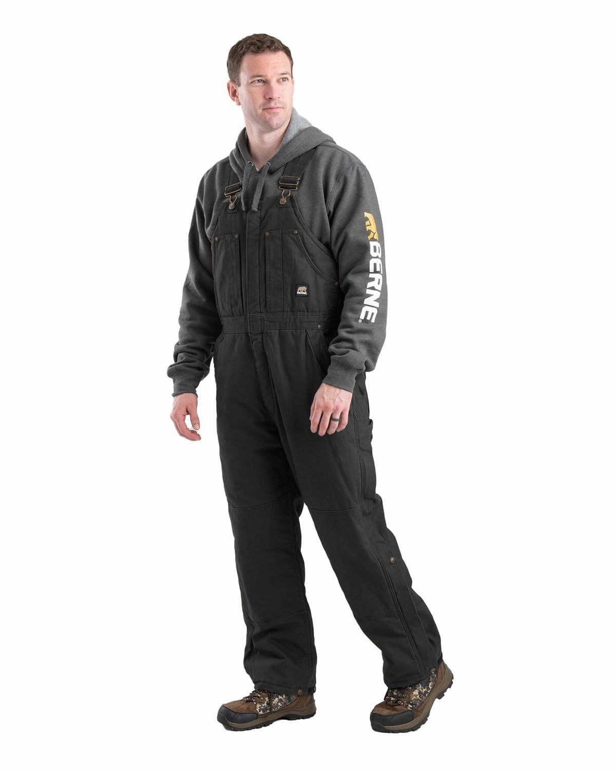 Weekend Ready Look Berne Mens Black 100% Cotton Insulated Bib Overall