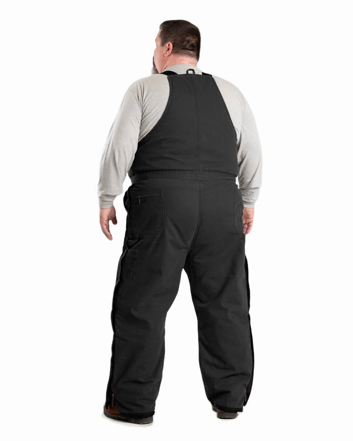 Gloss Free Texture Seam Sealed Construction Berne Mens Black 100% Cotton Insulated Bib Overall