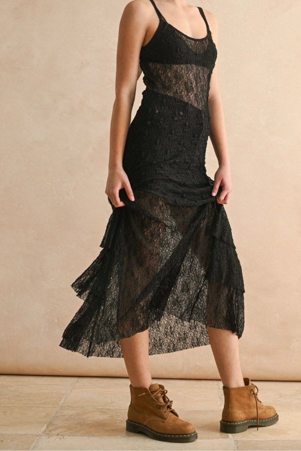 Date Night Lace Midi Dress Thermal Insulation Tech