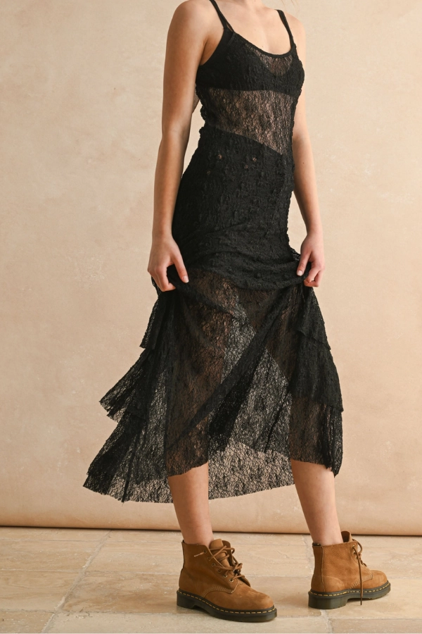 Soft-touch daywear Date Night Lace Midi Dress