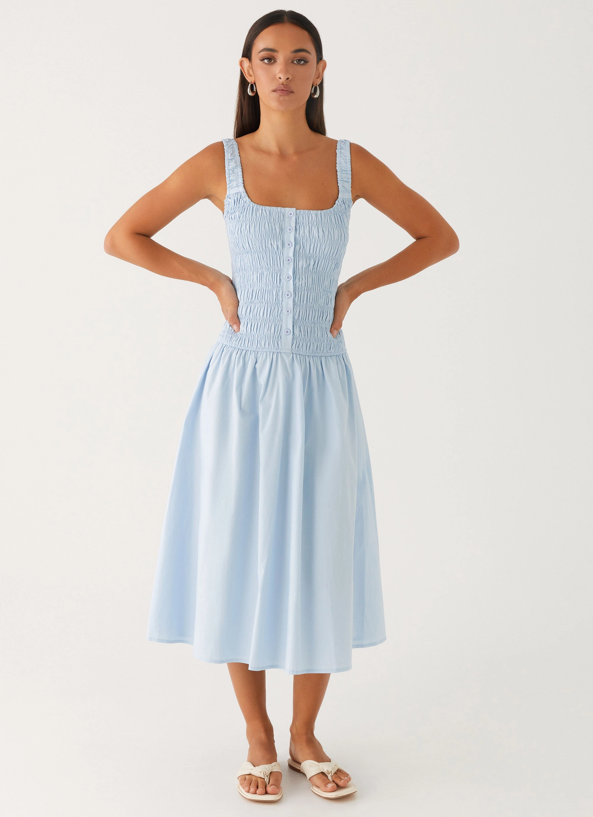 Wildflower Midi Dress - Blue Smooth Outline