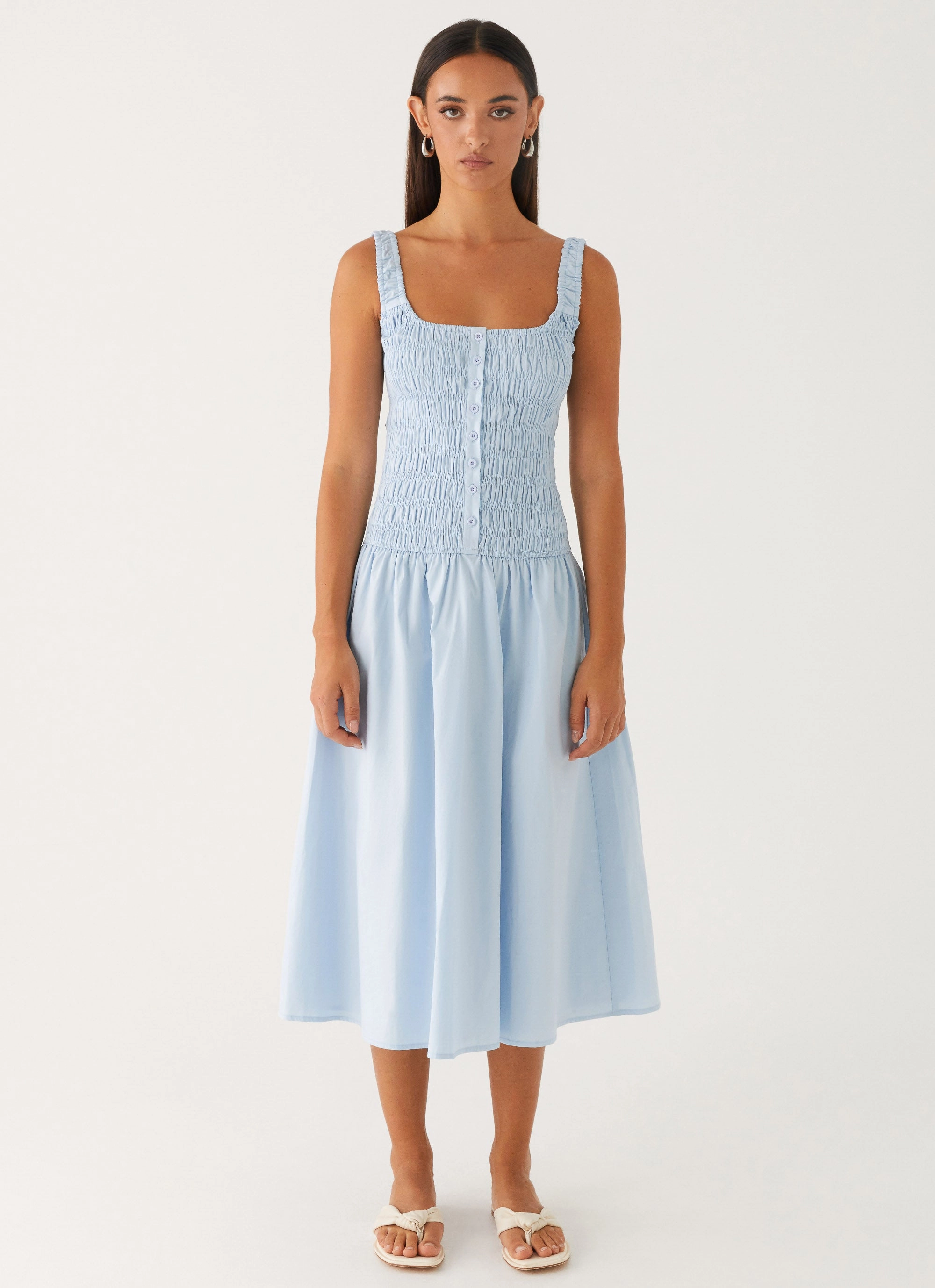 Wildflower Midi Dress - Blue Airy Comfort