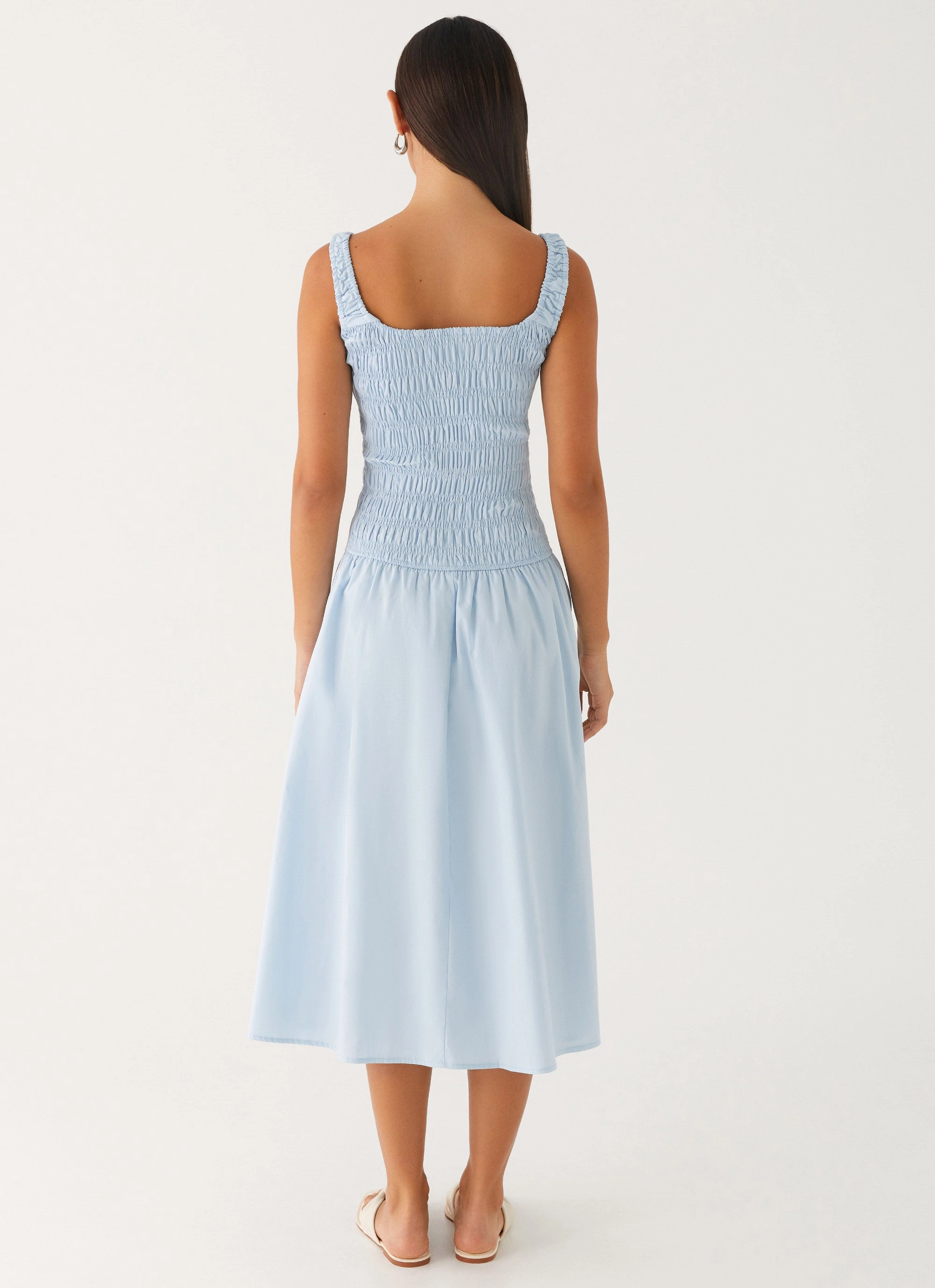 Wildflower Midi Dress - Blue Smooth Look Soft Layering