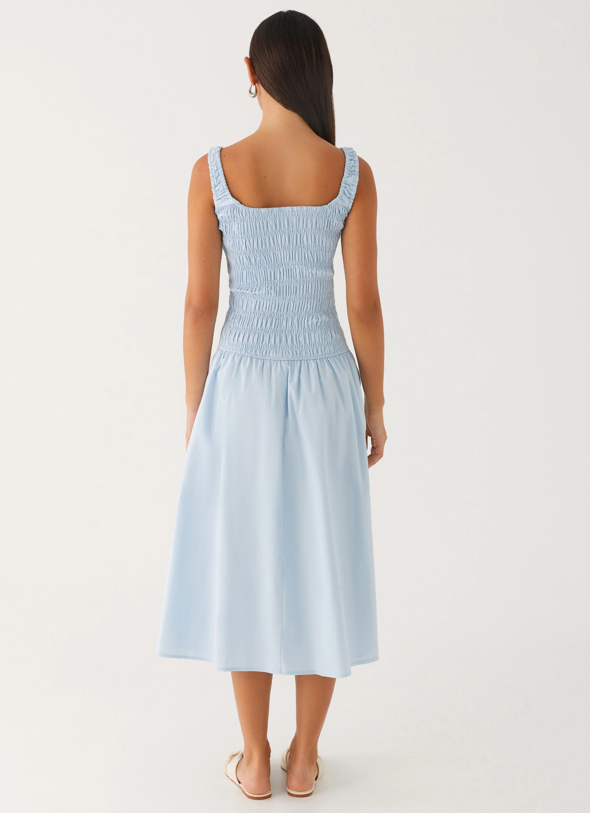Wildflower Midi Dress - Blue Ruffle Detail
