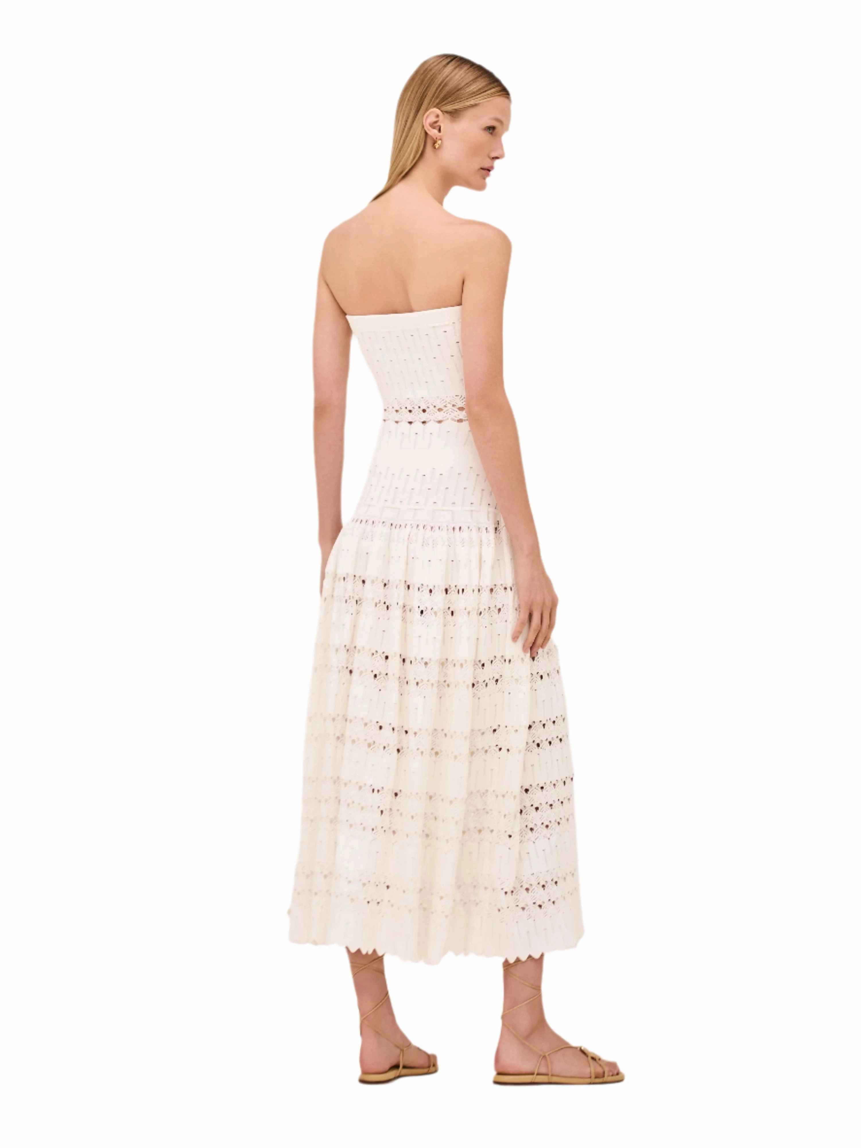 Payge Dress in White Crisp Texture Chic Ensemble