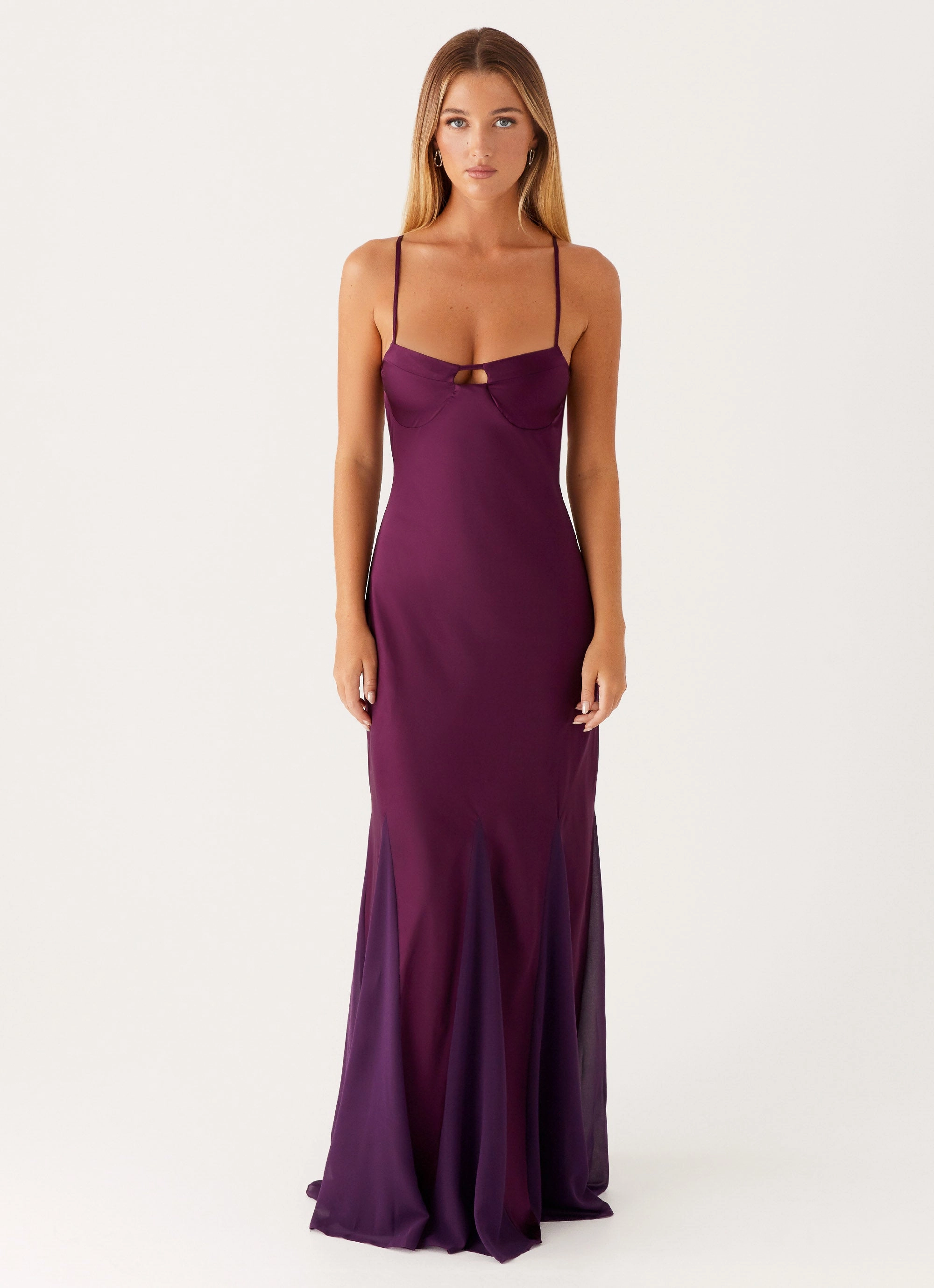 Vibrant Style Mixed Fabric Ravello Maxi Dress - Mulberry