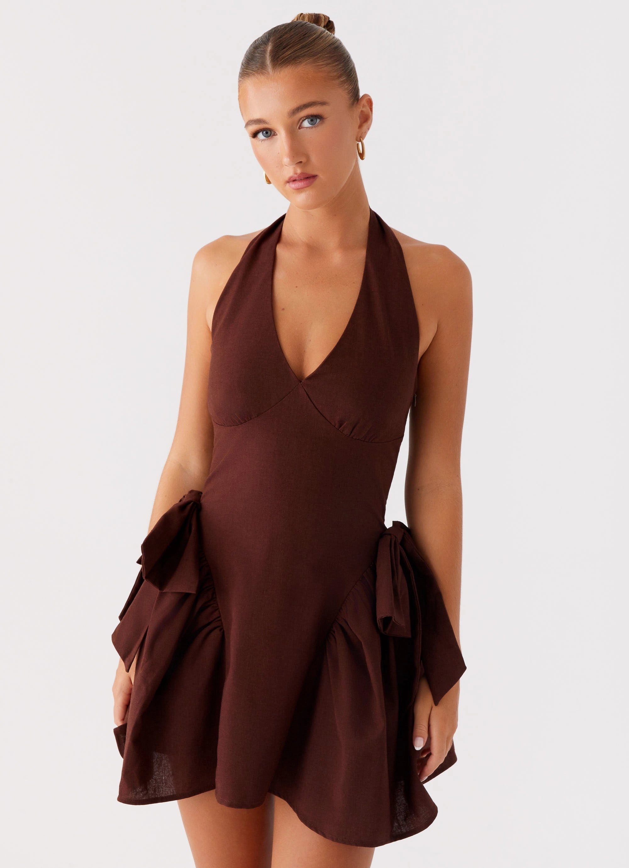 Avalo Mini Dress - Chocolate Comfortable fit