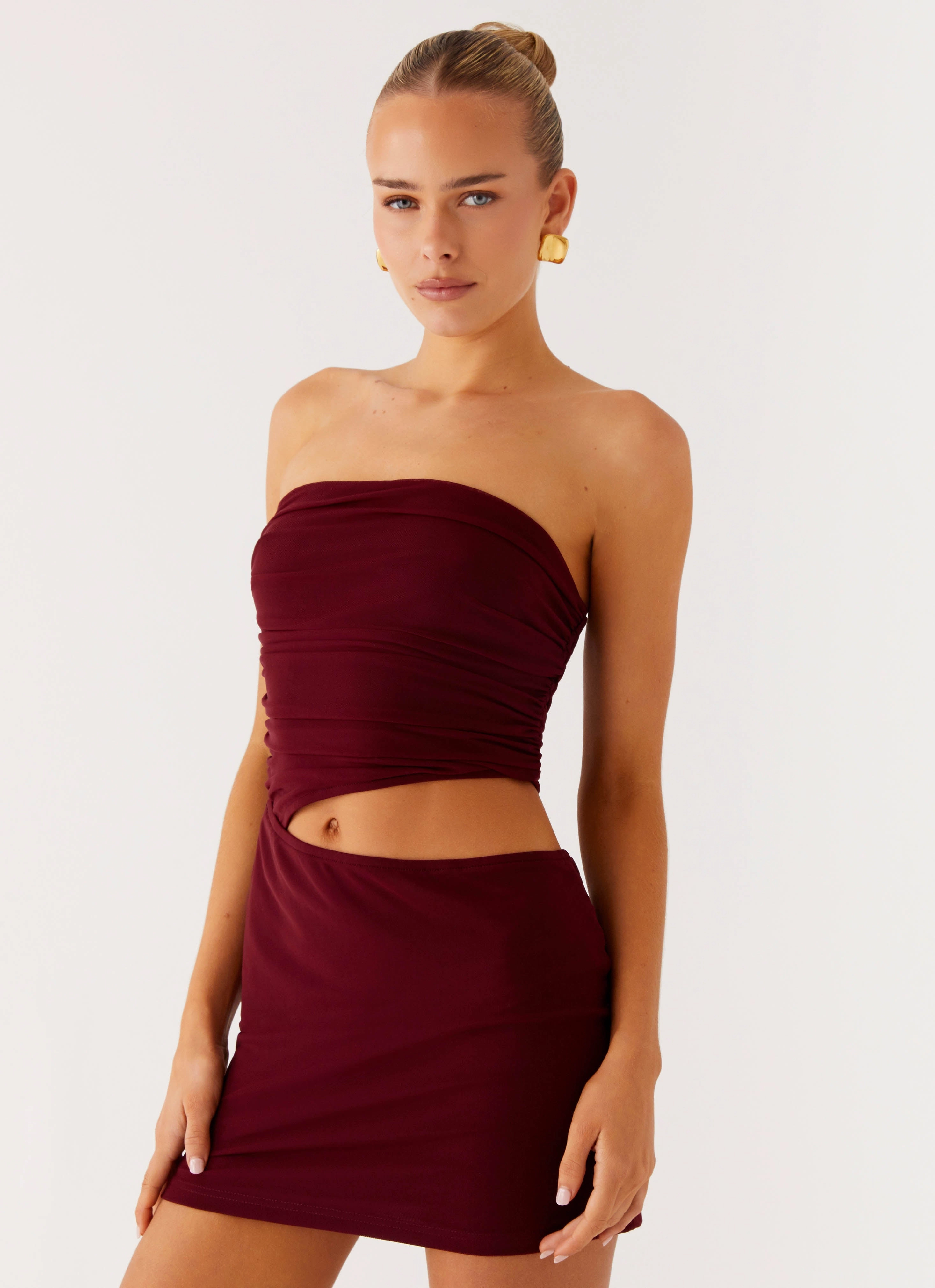 Daily Chic Airy Drape Last Heartbreak Mini Dress - Burgundy
