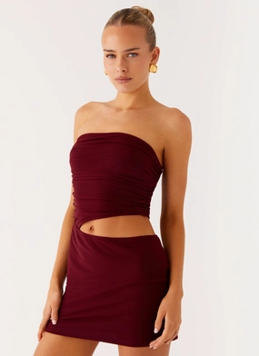 Last Heartbreak Mini Dress - Burgundy Simple Chic