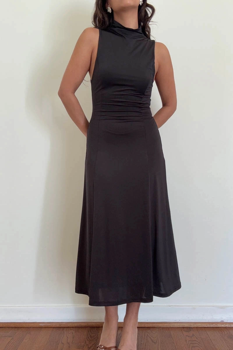 Nina Swing Midi Dress - Black LowMaintenance