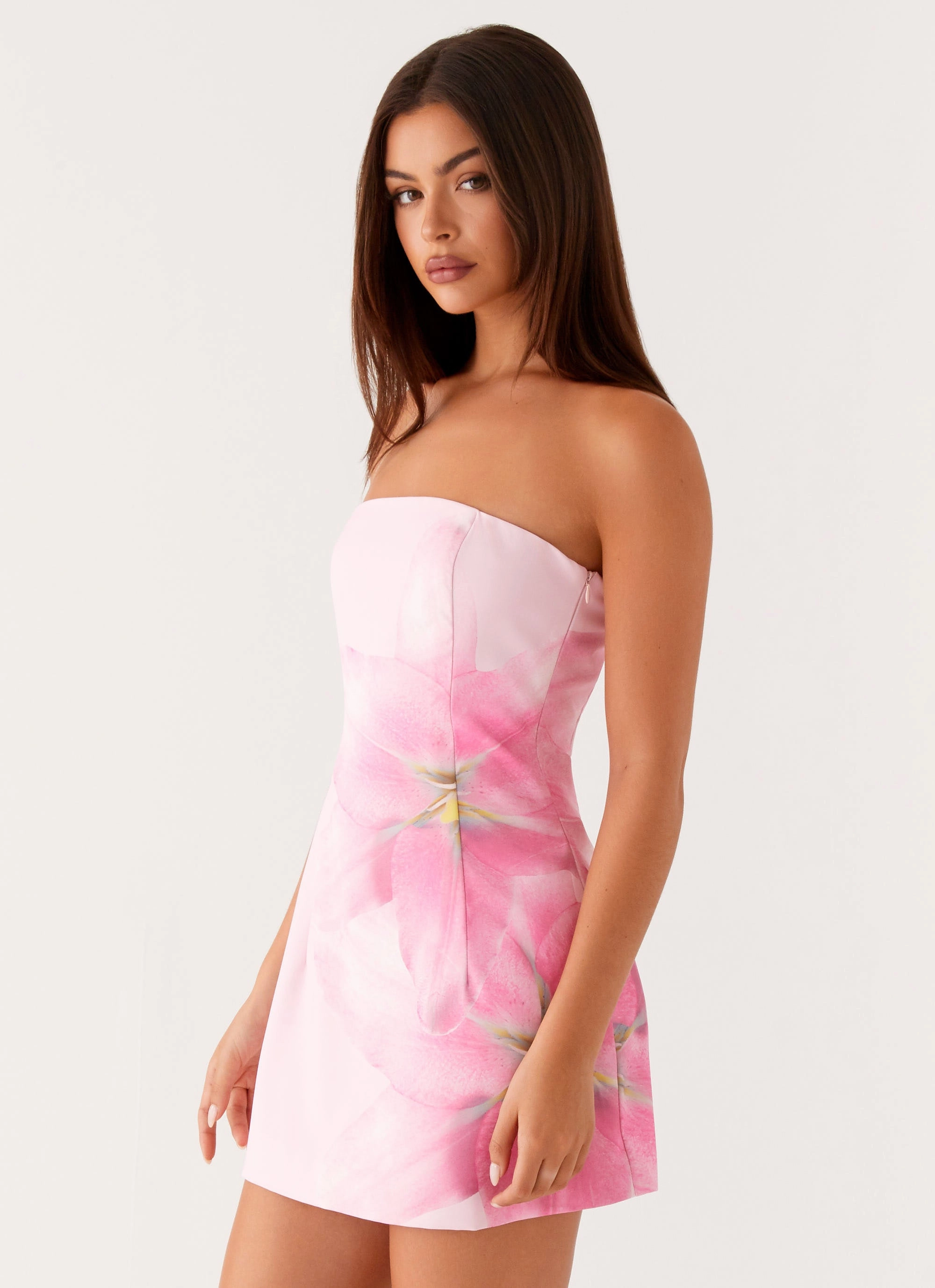 Smooth Detail Sugar Rush Strapless Mini Dress - Pink