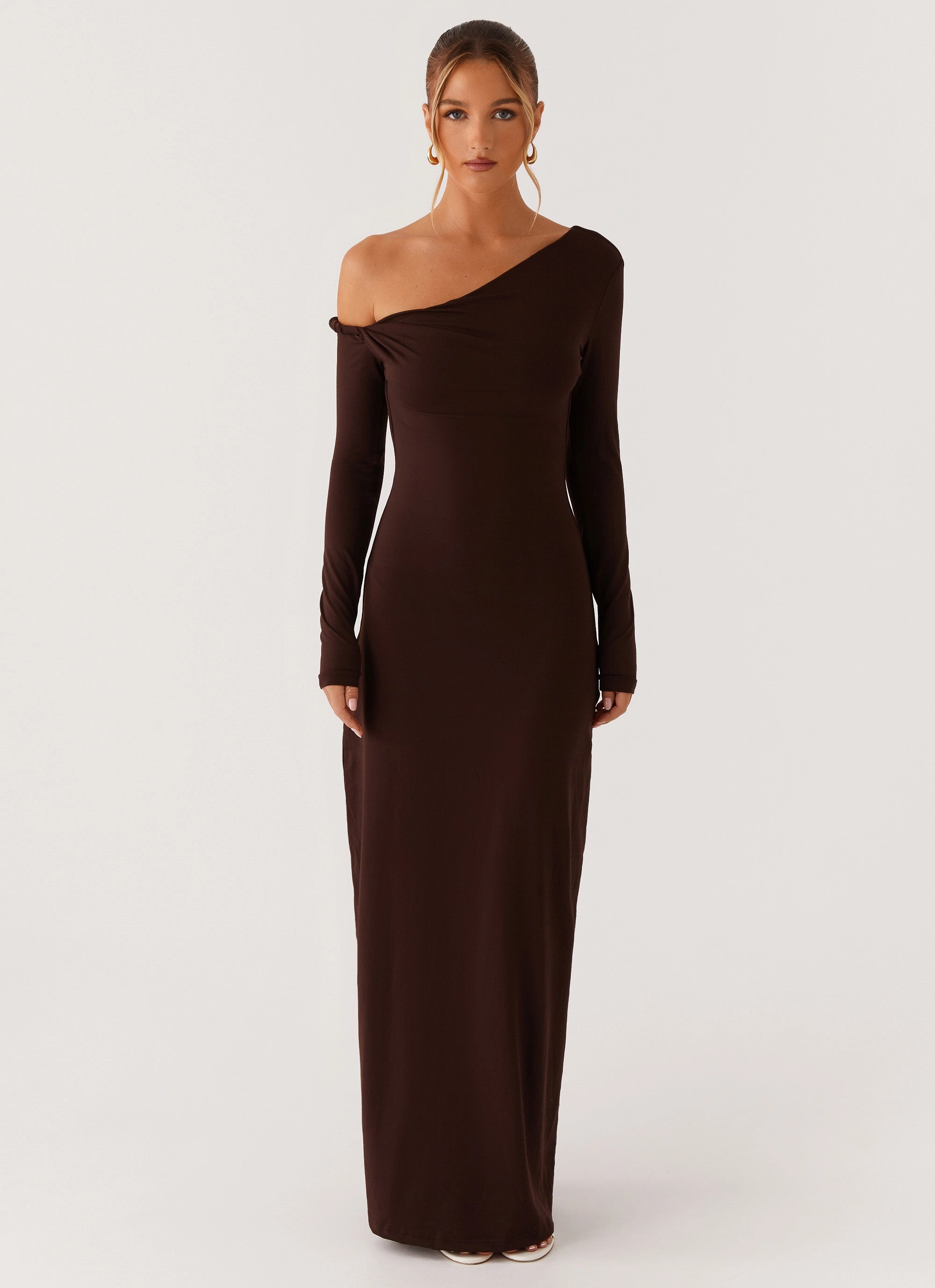 Versatile Fit Flattering Style Fit Jordana Twist Maxi Dress - Brown
