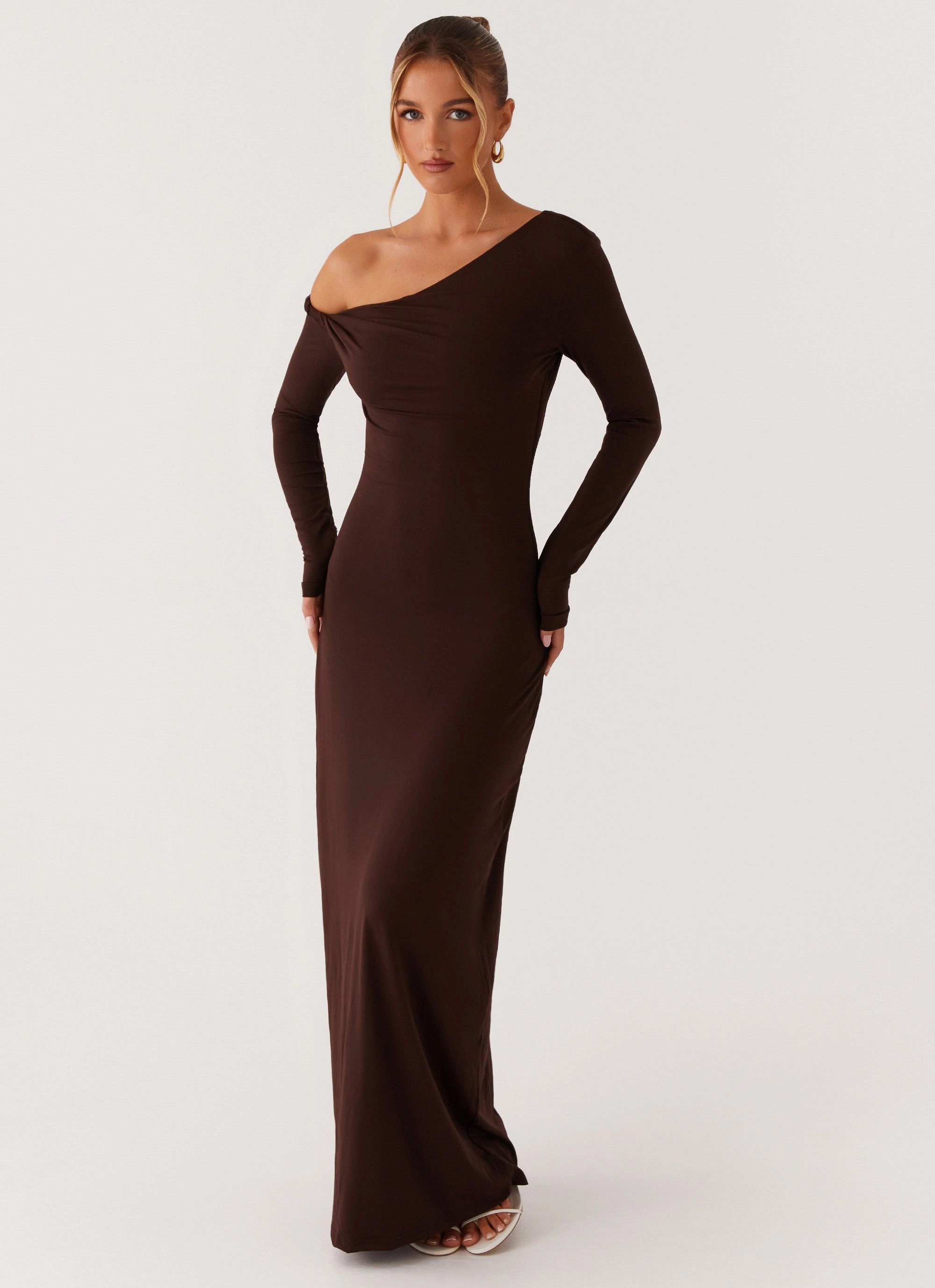 Sweetheart Cut Jordana Twist Maxi Dress - Brown