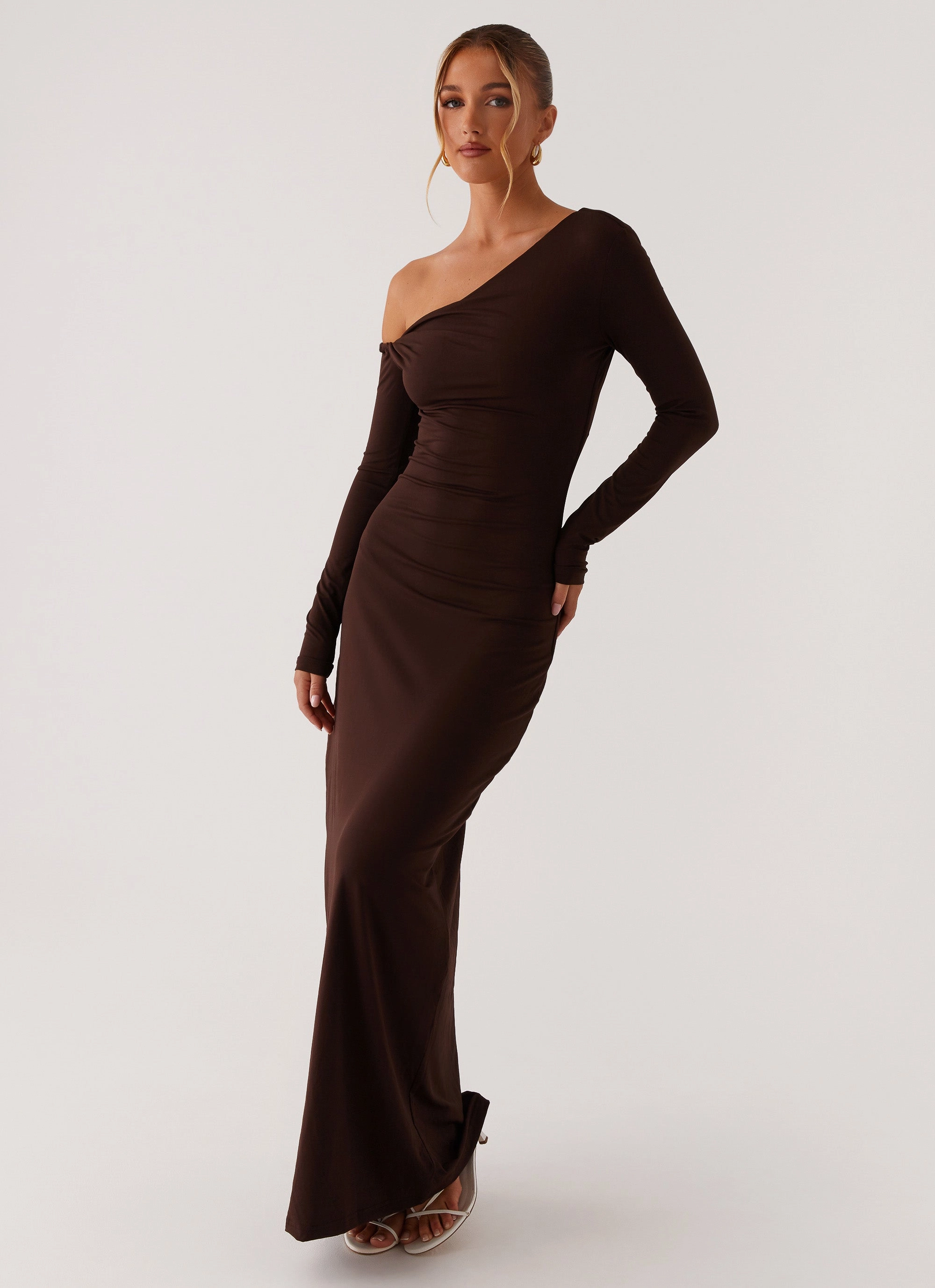 Jordana Twist Maxi Dress - Brown Casual Lines foldable