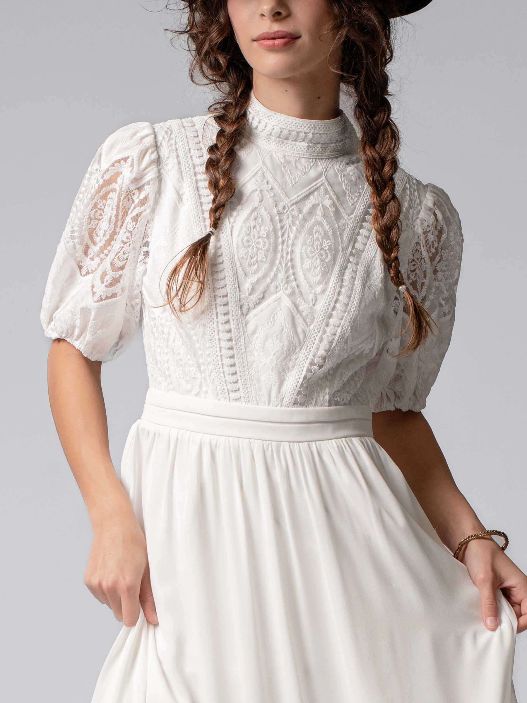 Summer Lace Maxi Dress - White DoubleLayeredFabric Quick-Dry