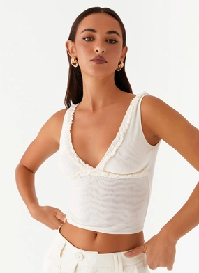 Summer Loving Top - Ivory Hidden Zipper Flatlock Seam