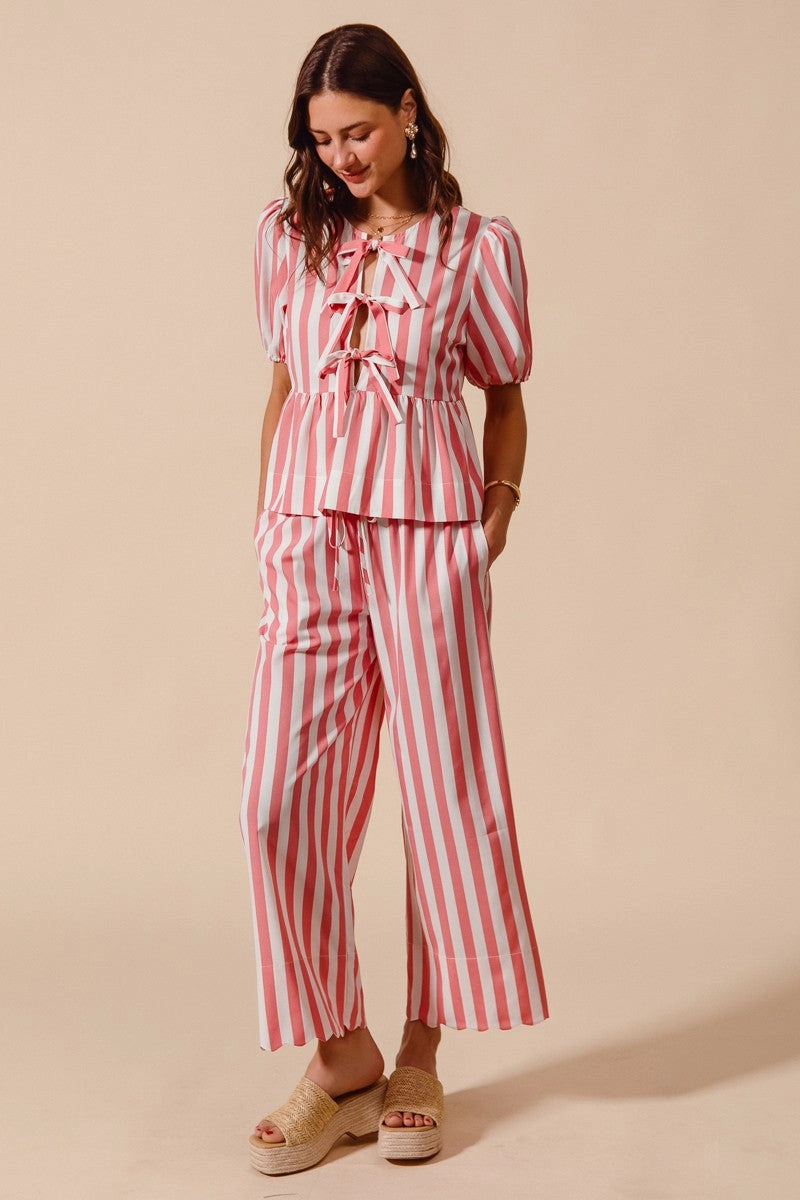 Comfortable Fit Wear Summer of Love Striped Set - Pink