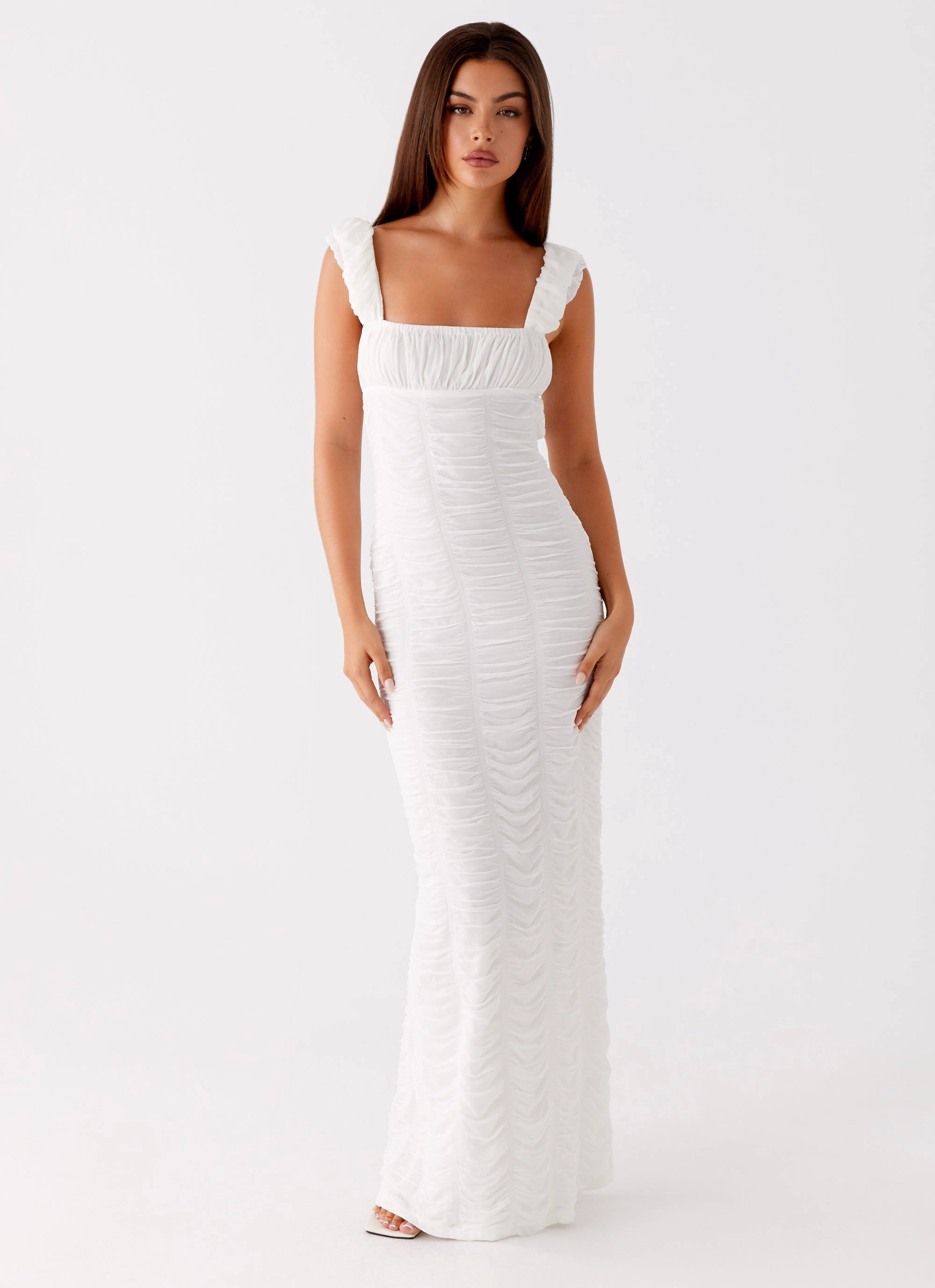 Senses Midi Dress - White Perfect for Travel