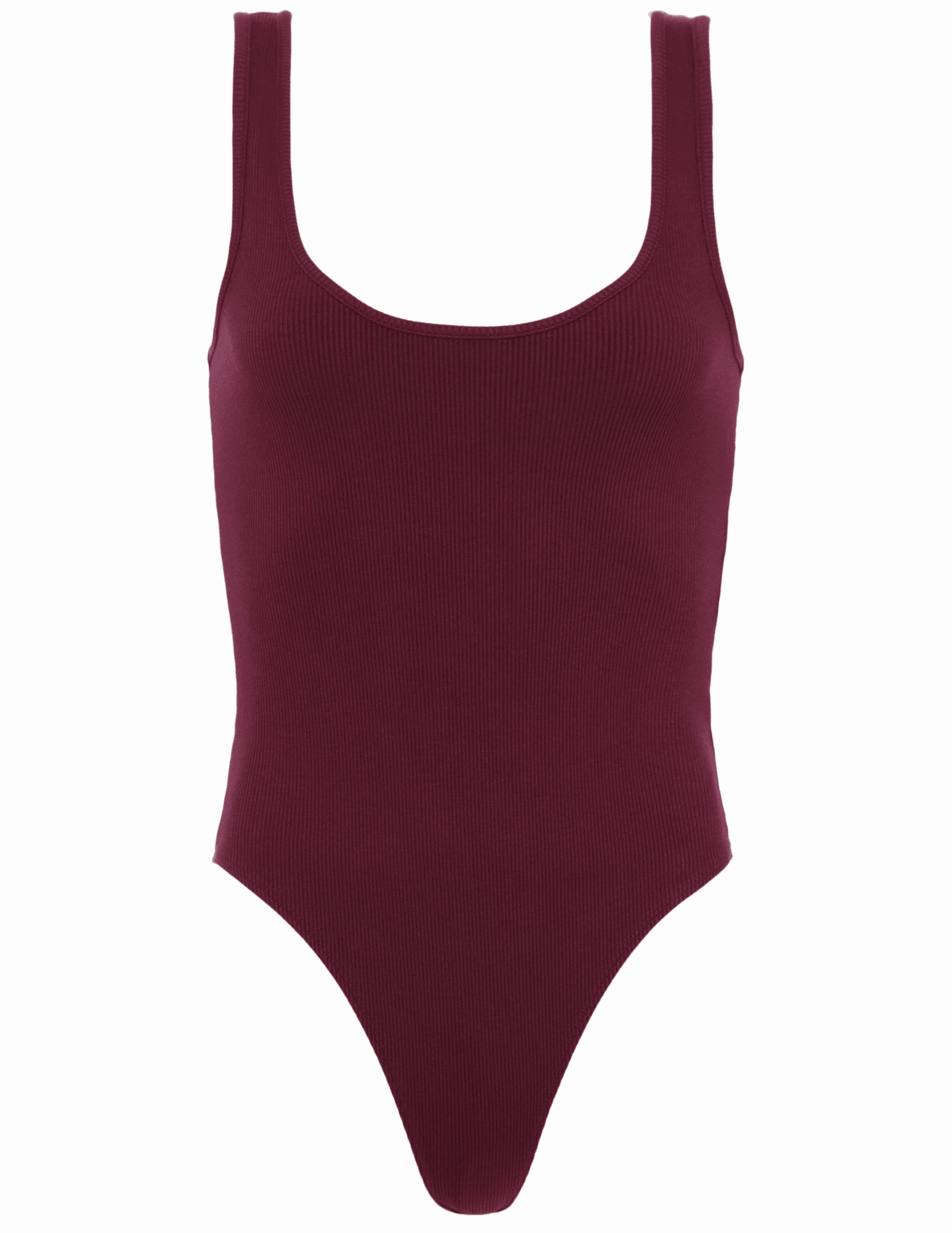 L'AGENCE Nica Scoop Neck Bodysuit in Dark Port Breathable mesh lining TemperatureRegulating