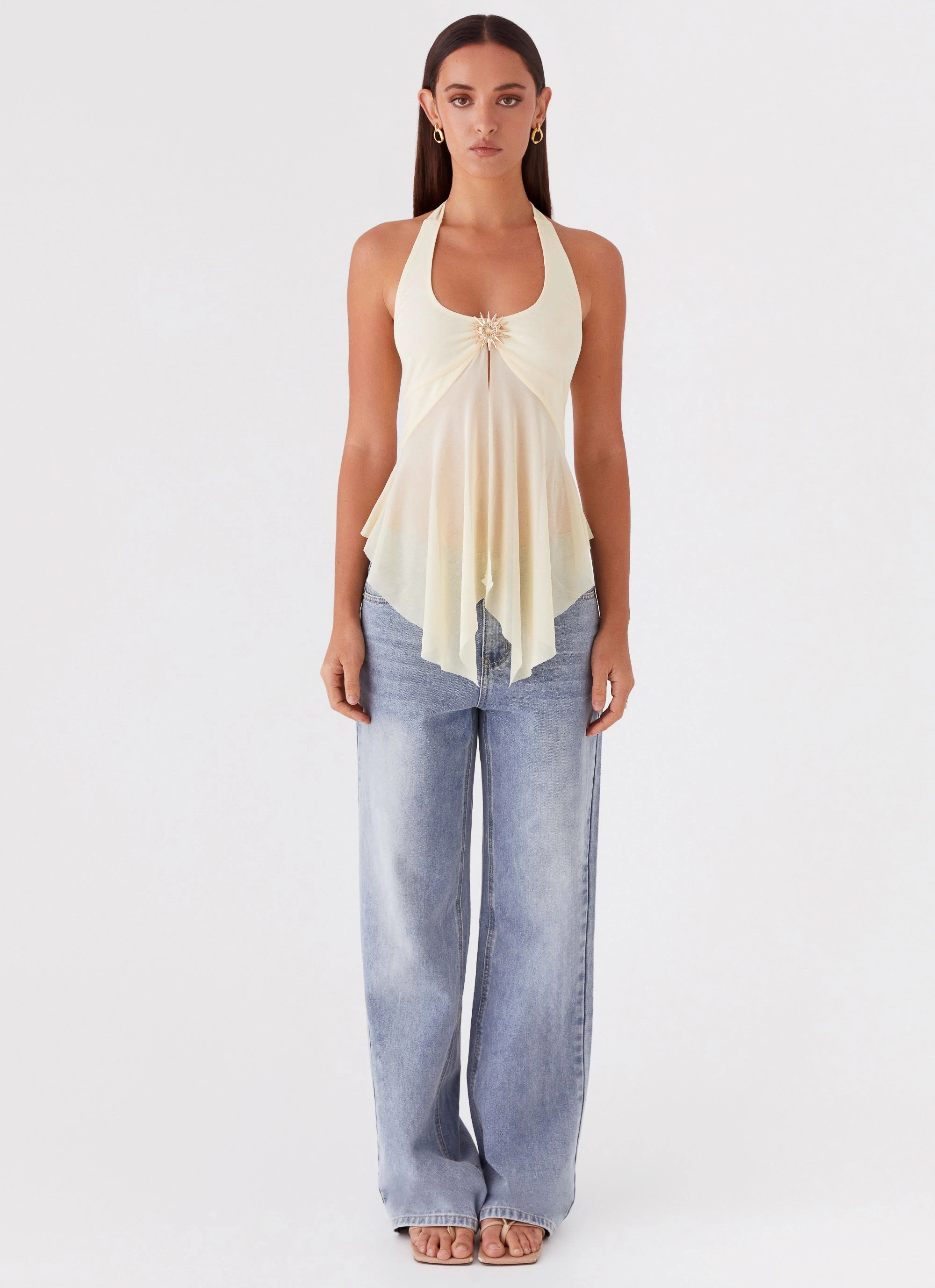 Modern Polo Sunbeam Mesh Top - Yellow