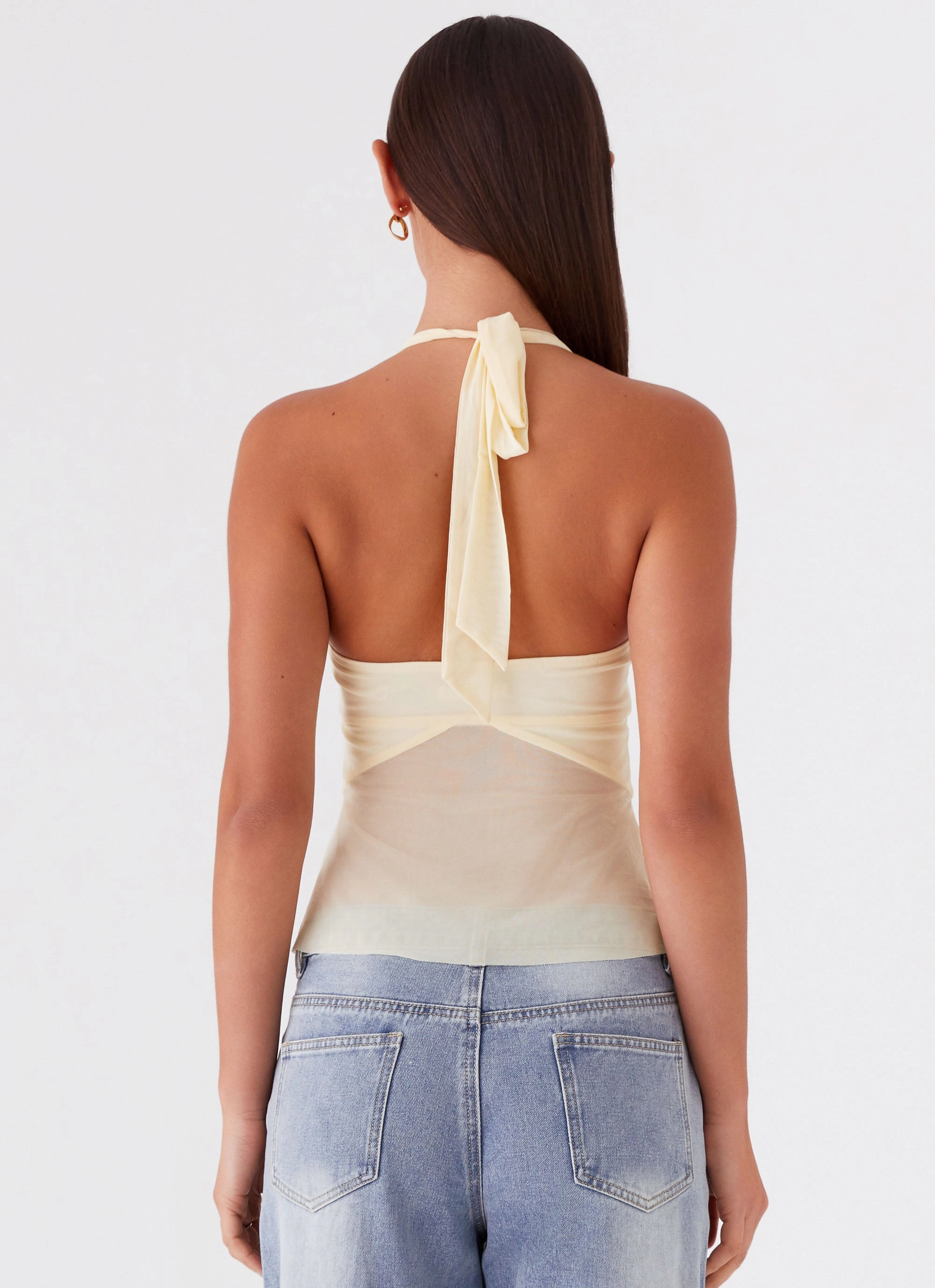 RollUpSleeves Sunbeam Mesh Top - Yellow