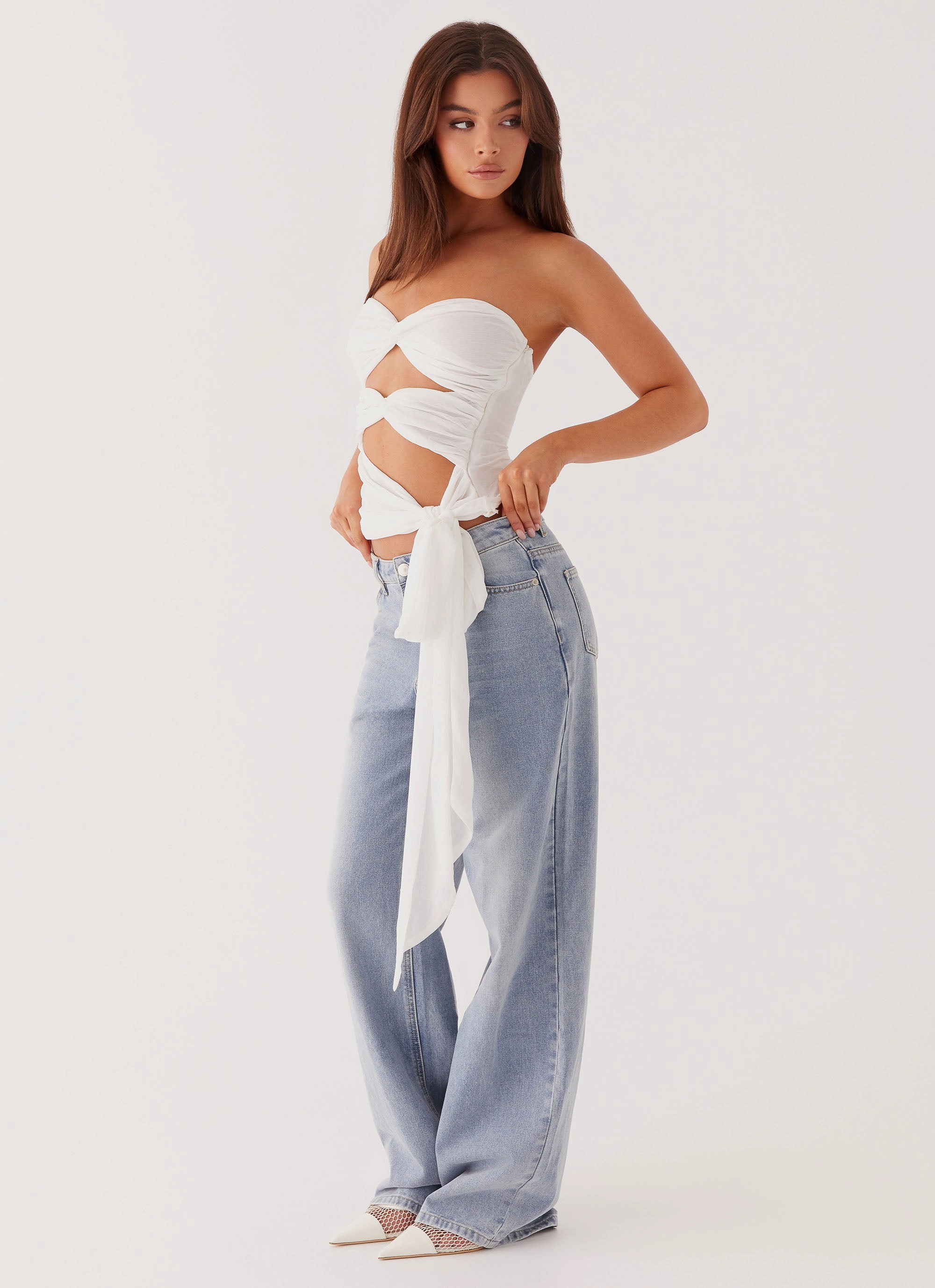 StretchKnit Sunlight Cascade Top - White