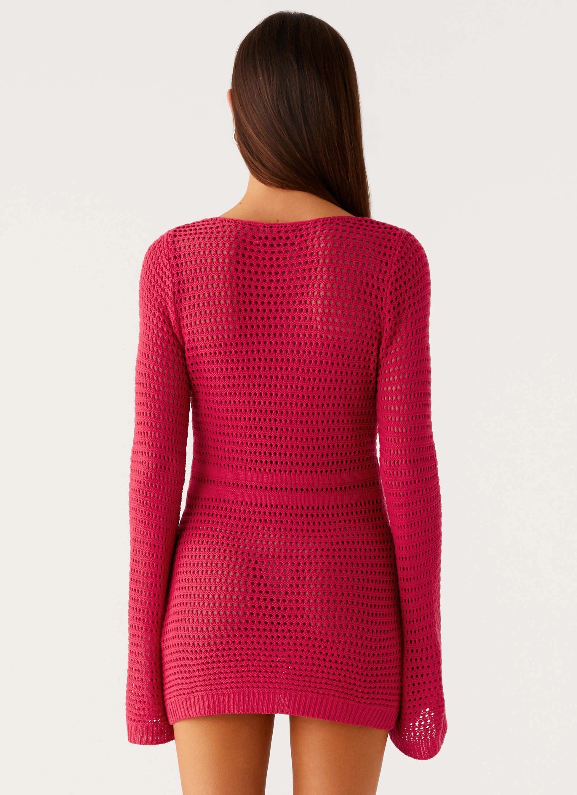 Sunriser Crochet Mini Dress - Pink Soft Appearance Bold Touches