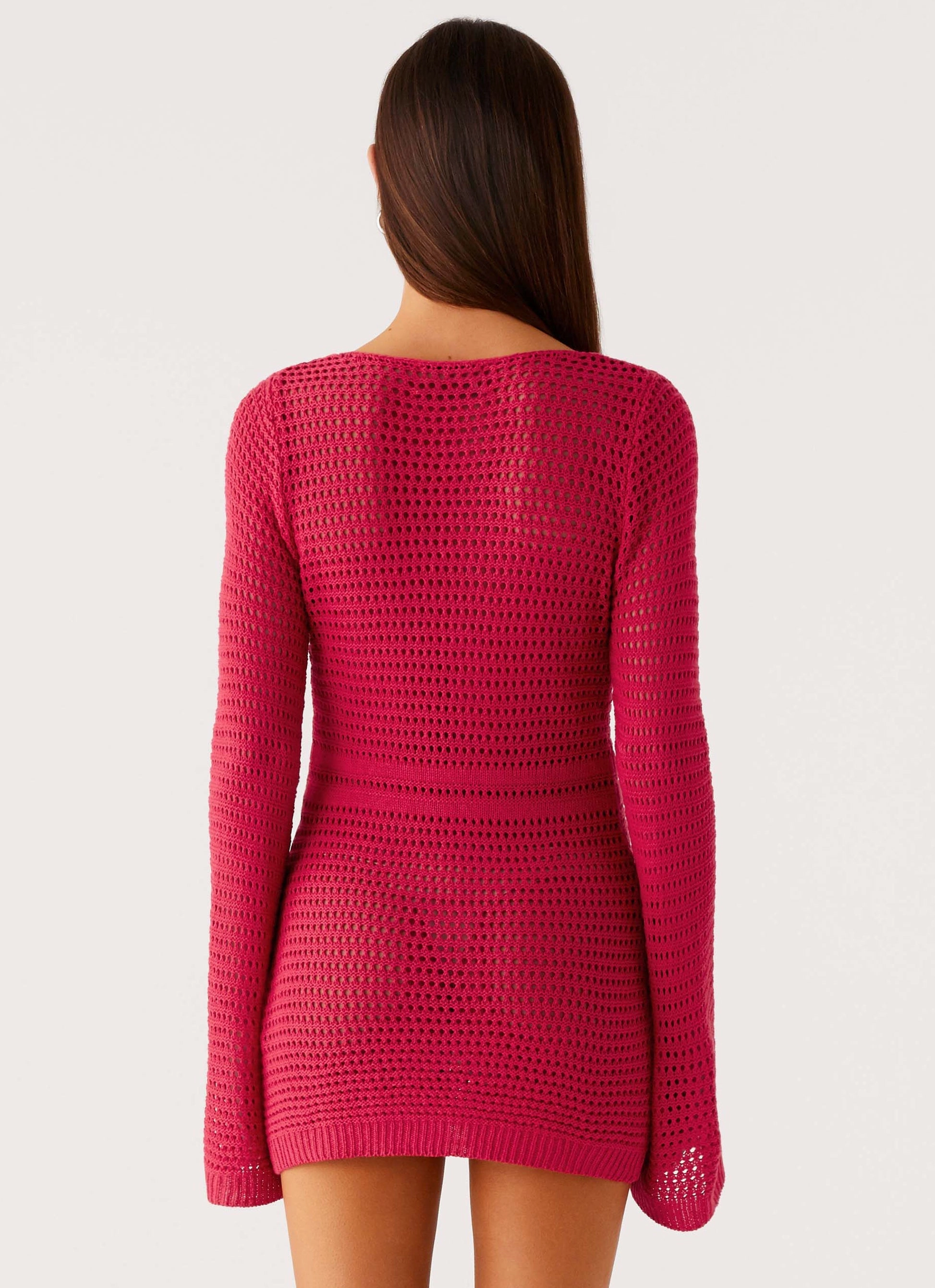 Easy Pairing Sunriser Crochet Mini Dress - Pink