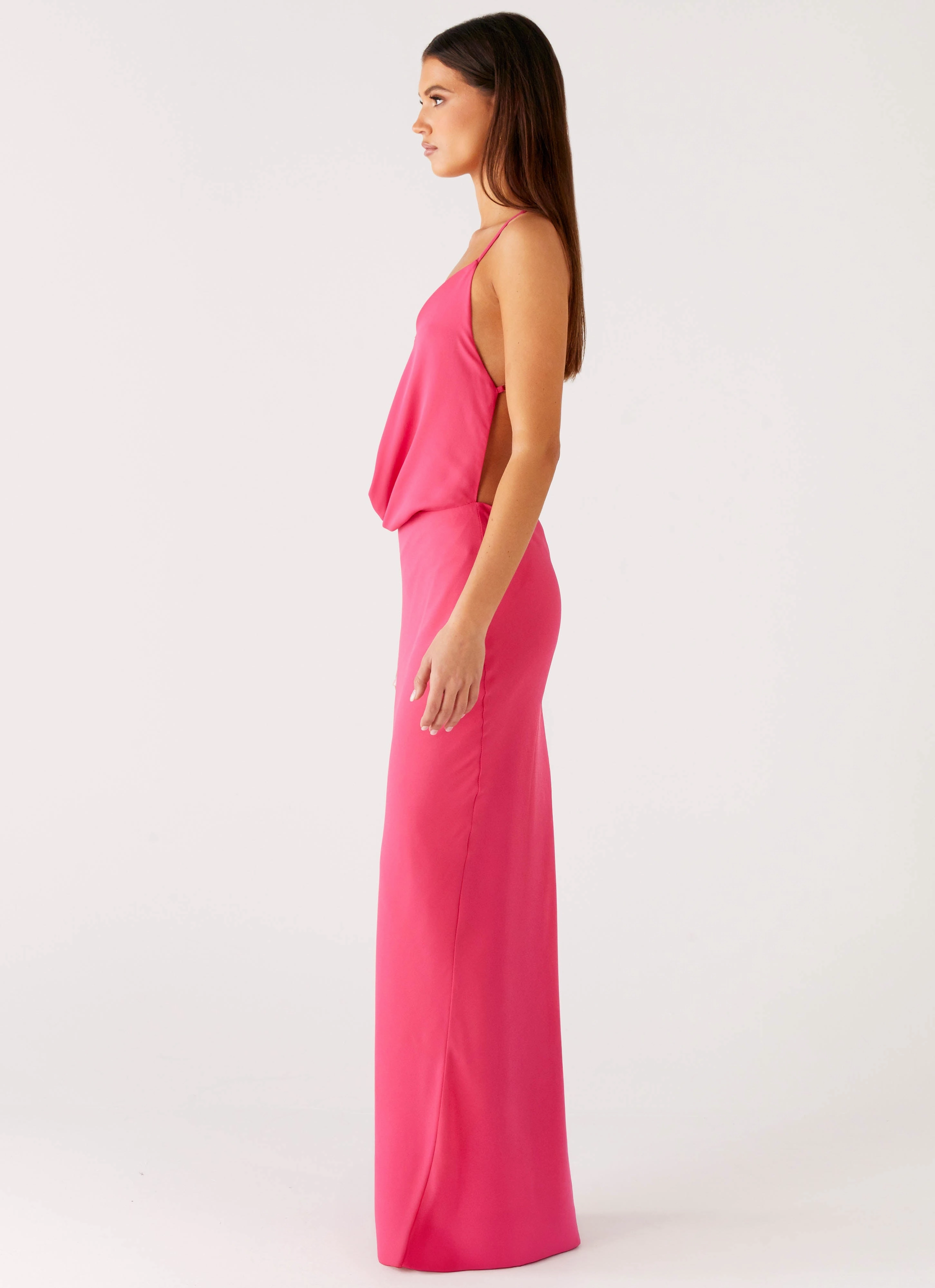Pure Heart Cowl Maxi Dress - Fuchsia Casual Elegance