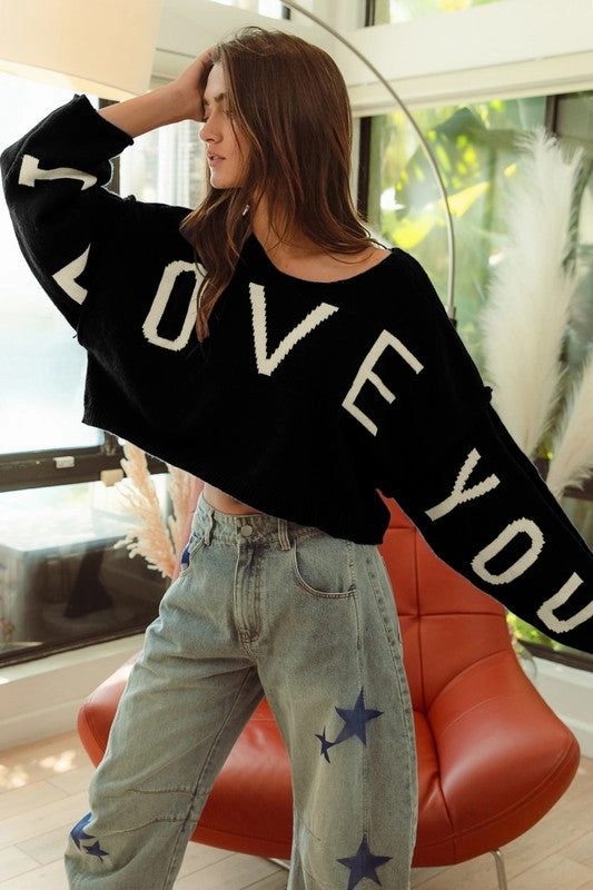 I LOVE YOU LETTER KNIT TOP S-XL EcoFriendlyDye