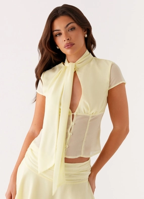 Colby Blouse - Lemon YarnDyeStripe WrinkleResistantTextile