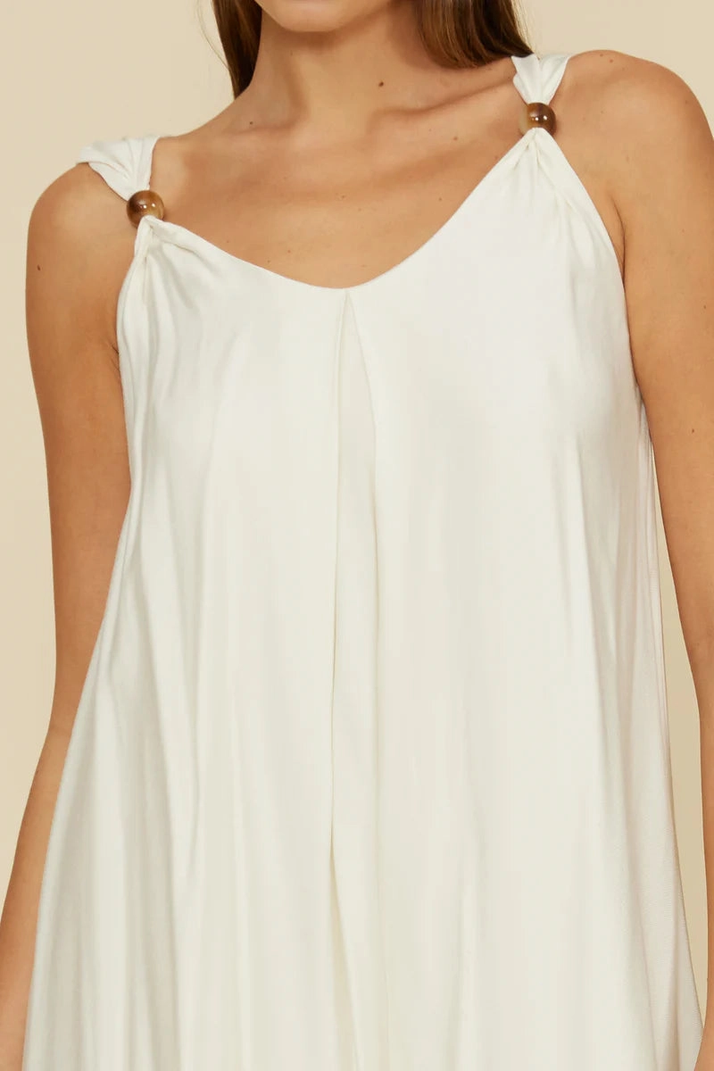 Layered-Sleeve Breezy Mood Sutton Bead Maxi Dress