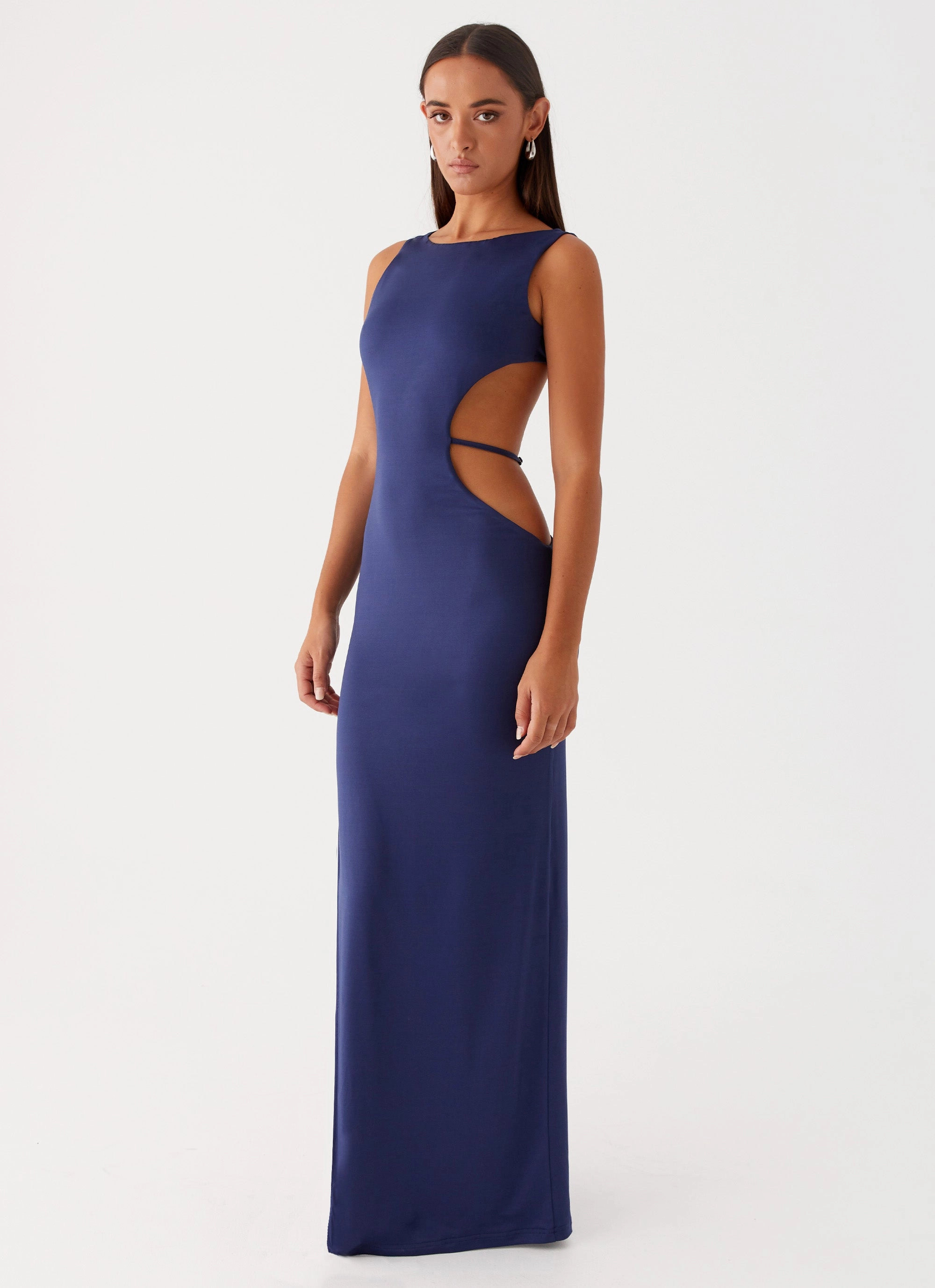 Tonal-Stitching Sutton Maxi Dress - Navy