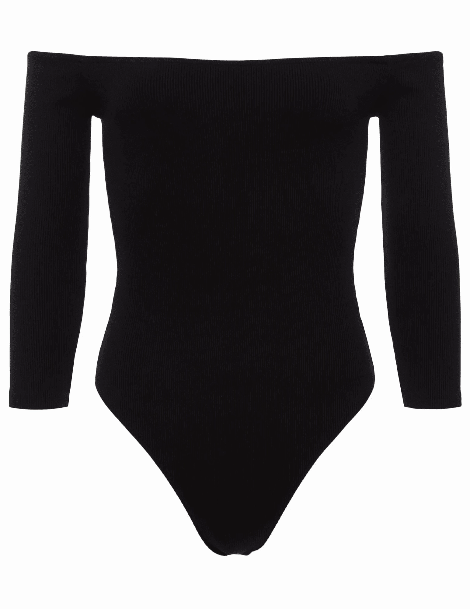 L'AGENCE Evelyn Off Shoulder Bodysuit in Black Freedom Motion Dynamic Motion