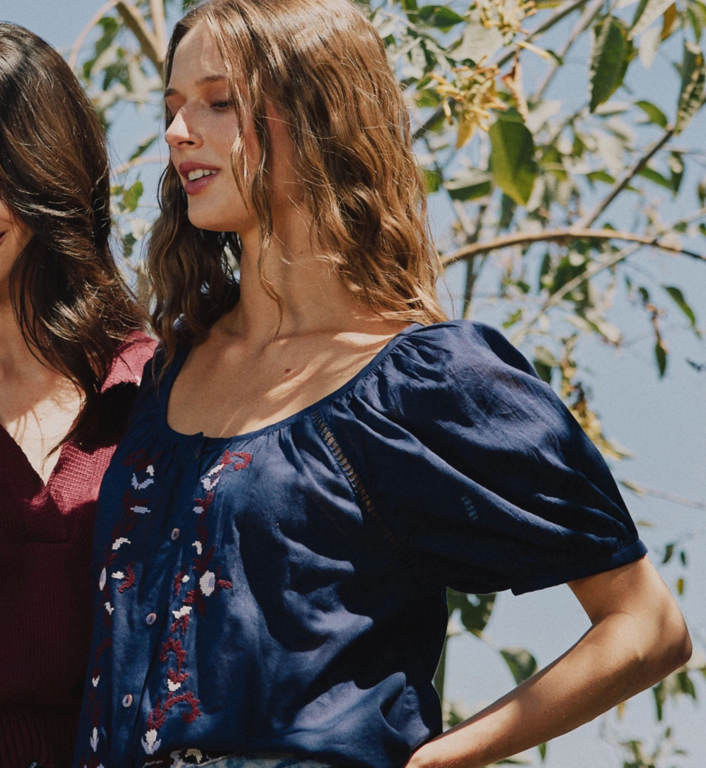 AntiStaticLining Adeline Blouse | Navy