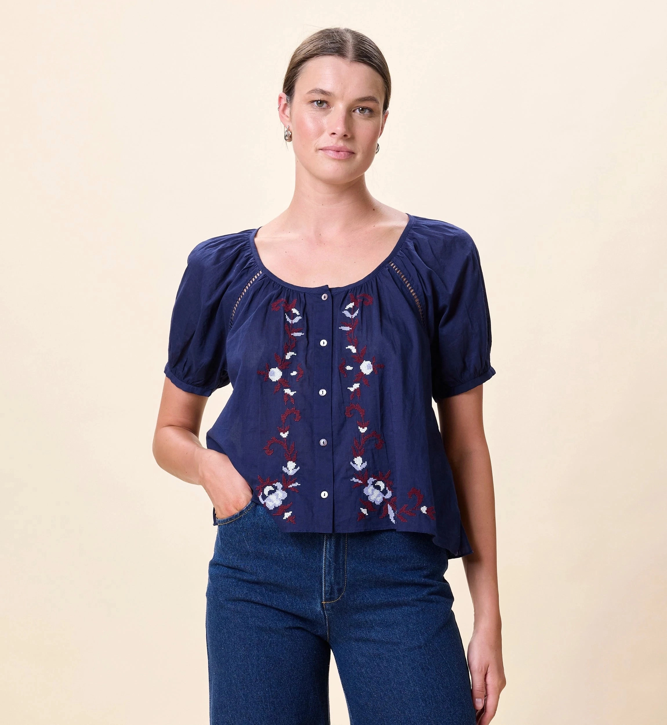 Adeline Blouse | Navy LongLastingDurability