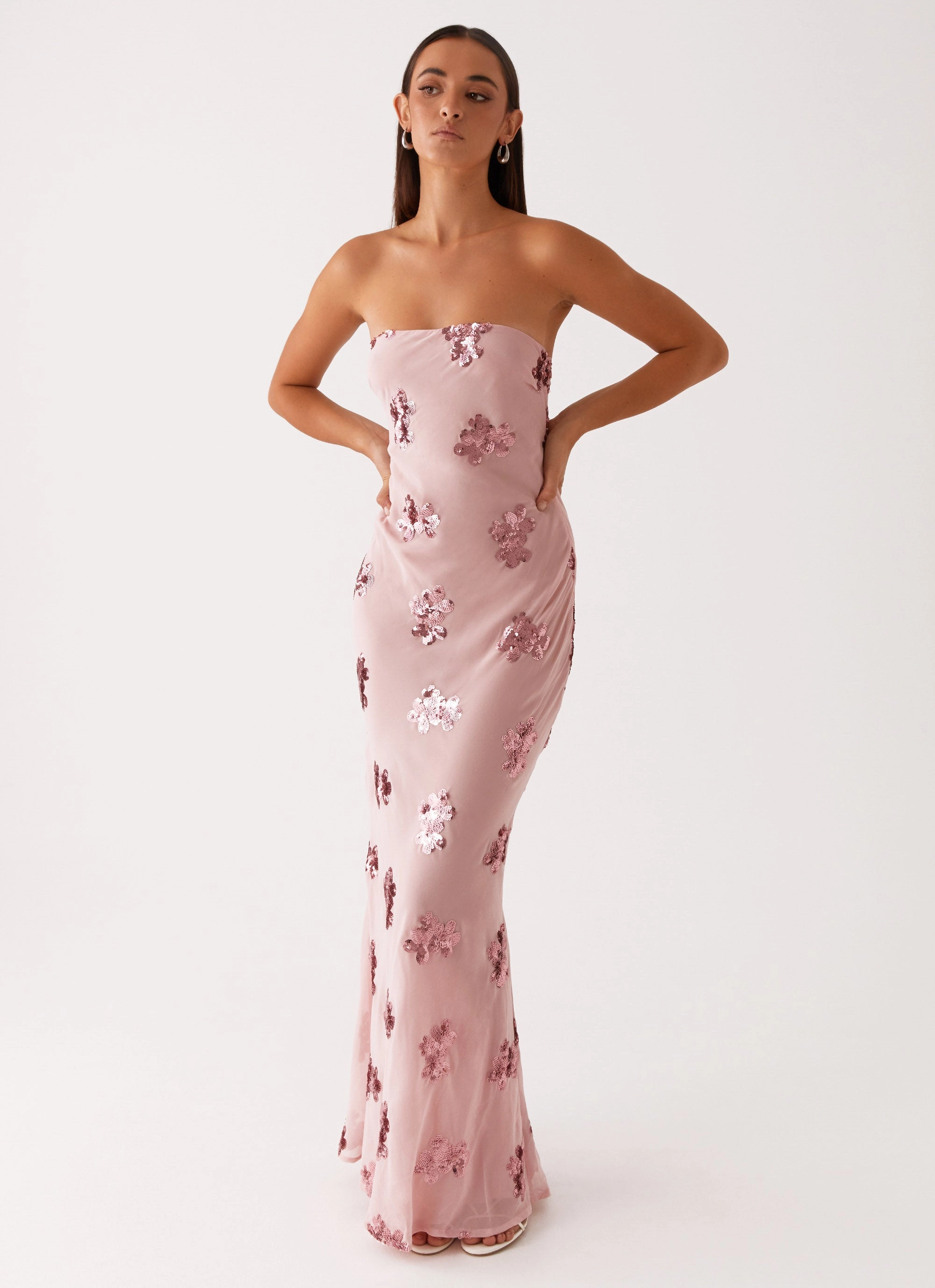 Sweet Escape Sequin Maxi Dress - Baby Pink slim fit Daily Ready