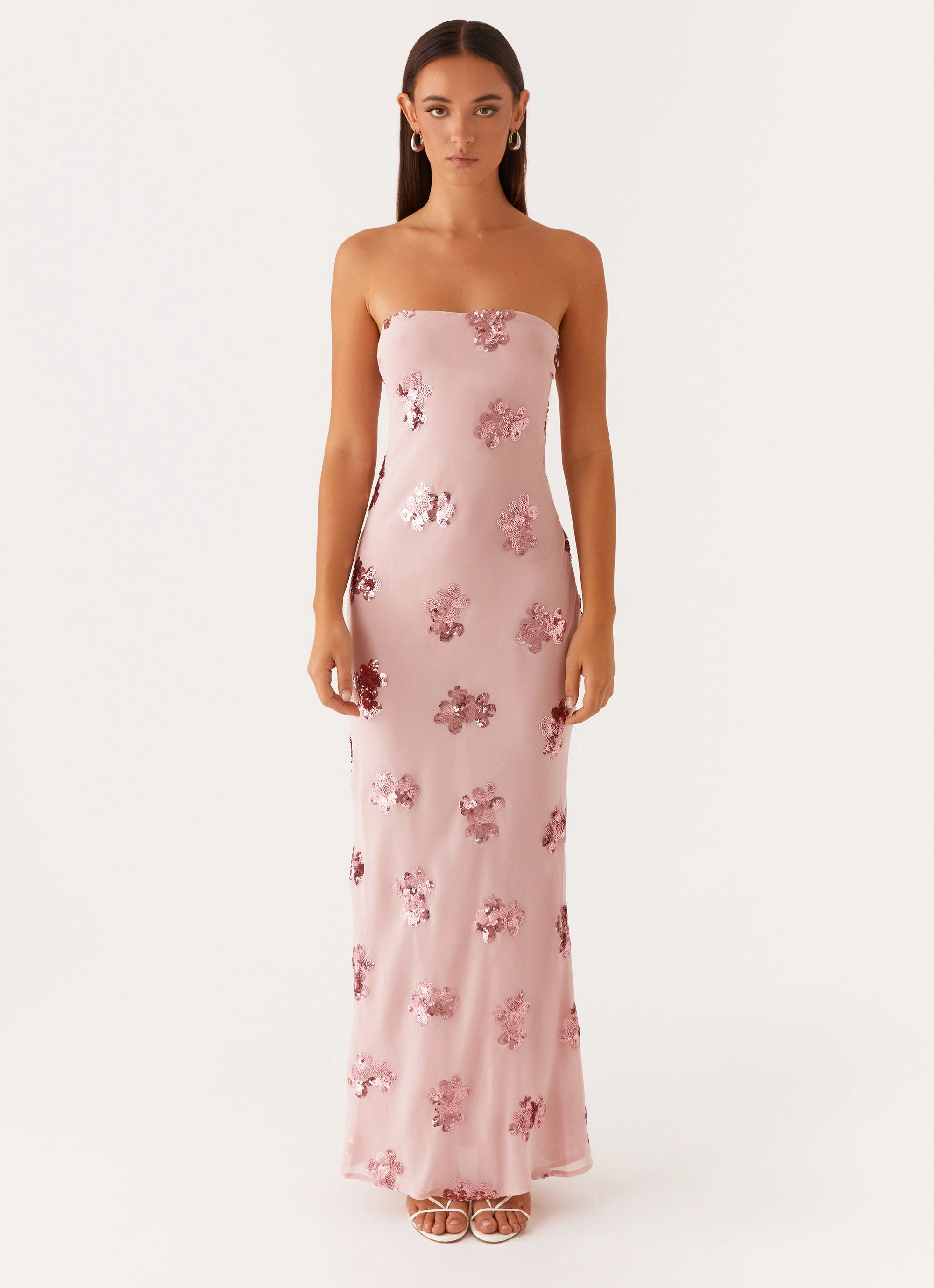 Sweet Escape Sequin Maxi Dress - Baby Pink Flexible Fabric