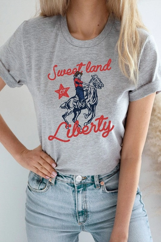 Sweet Land Of Liberty Basic Graphic Tee S-XL Thermal Regulation Technology Quick Release Buttons