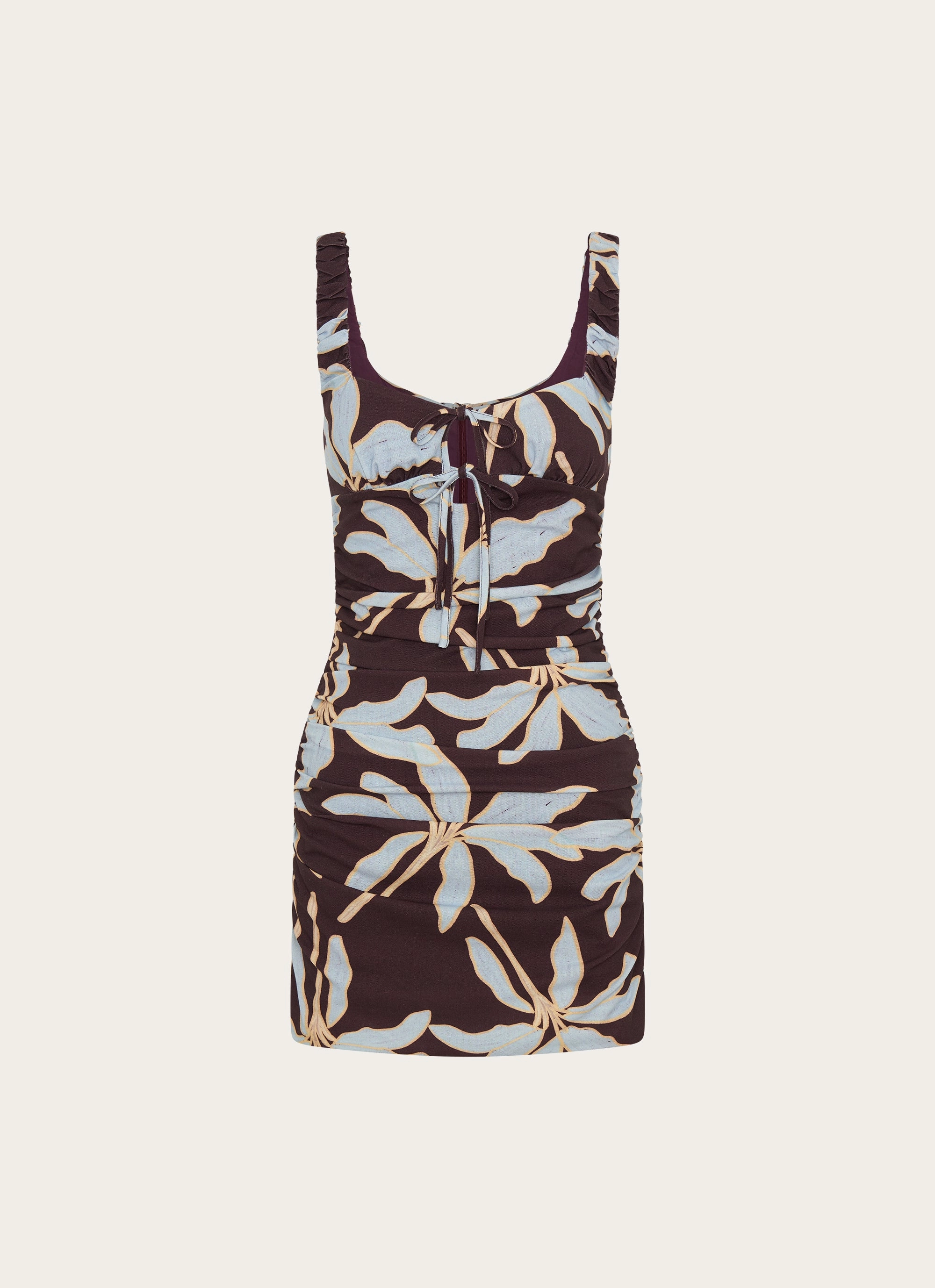 Sweet Melody Ruched Mini Dress - Opulent Brown Soft Fashion Maternity-Fit