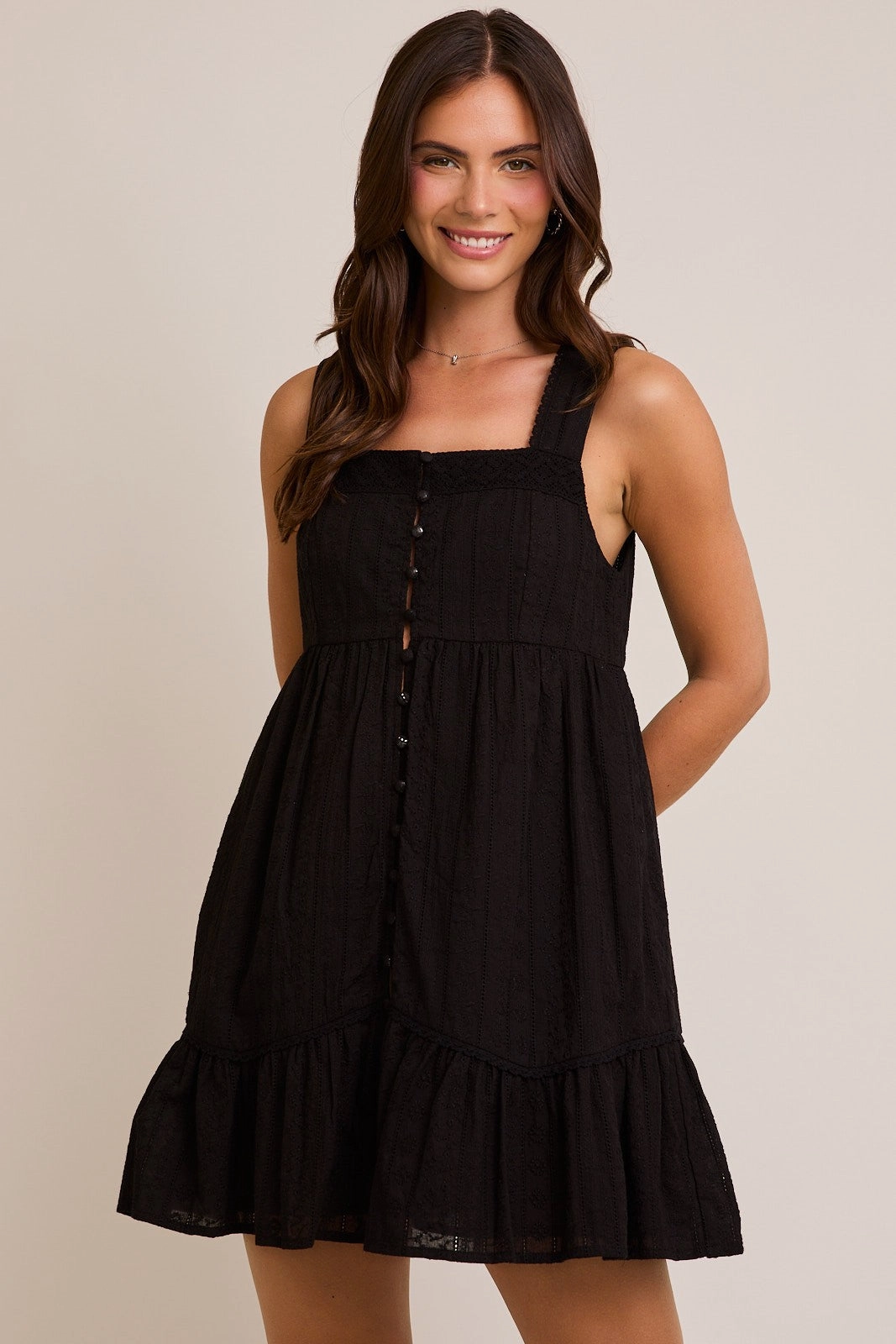 Sweet Romance Mini Dress - Black Thermal-Lined EasyCareMaterial
