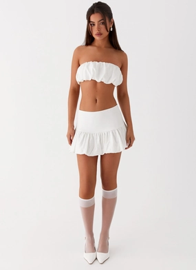 Sweet Thing Bubble Crop Top - White Soft Touch Blend