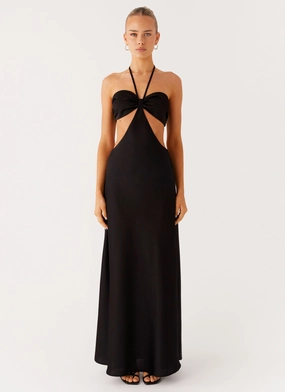 Sweetheart Cut Out Maxi Dress - Black Cool Palette