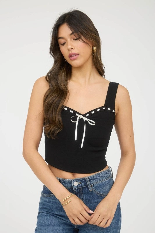 Sweetheart Front Ribbon Bow Tie Sleeveless Top NonToxic Certification