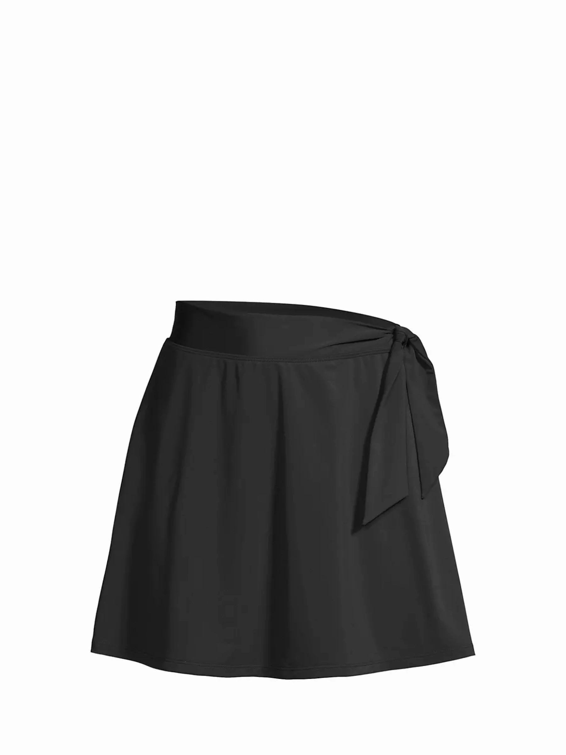 Breathable Perforations Machine-washable Amy Swim Skirt Black Satin